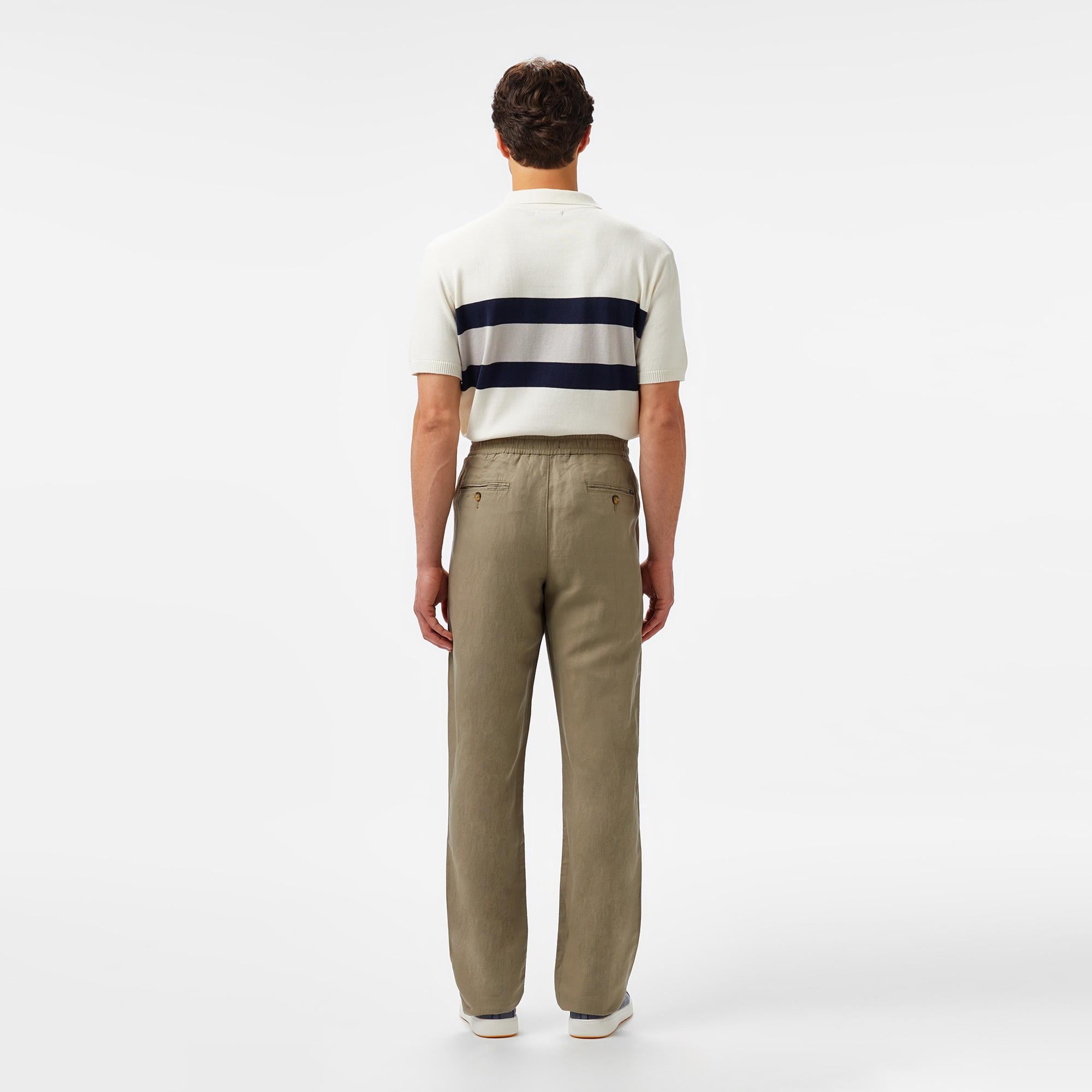 Nautica Erkek Yeşil Classic Fit Keten Karışımlı Pantolon