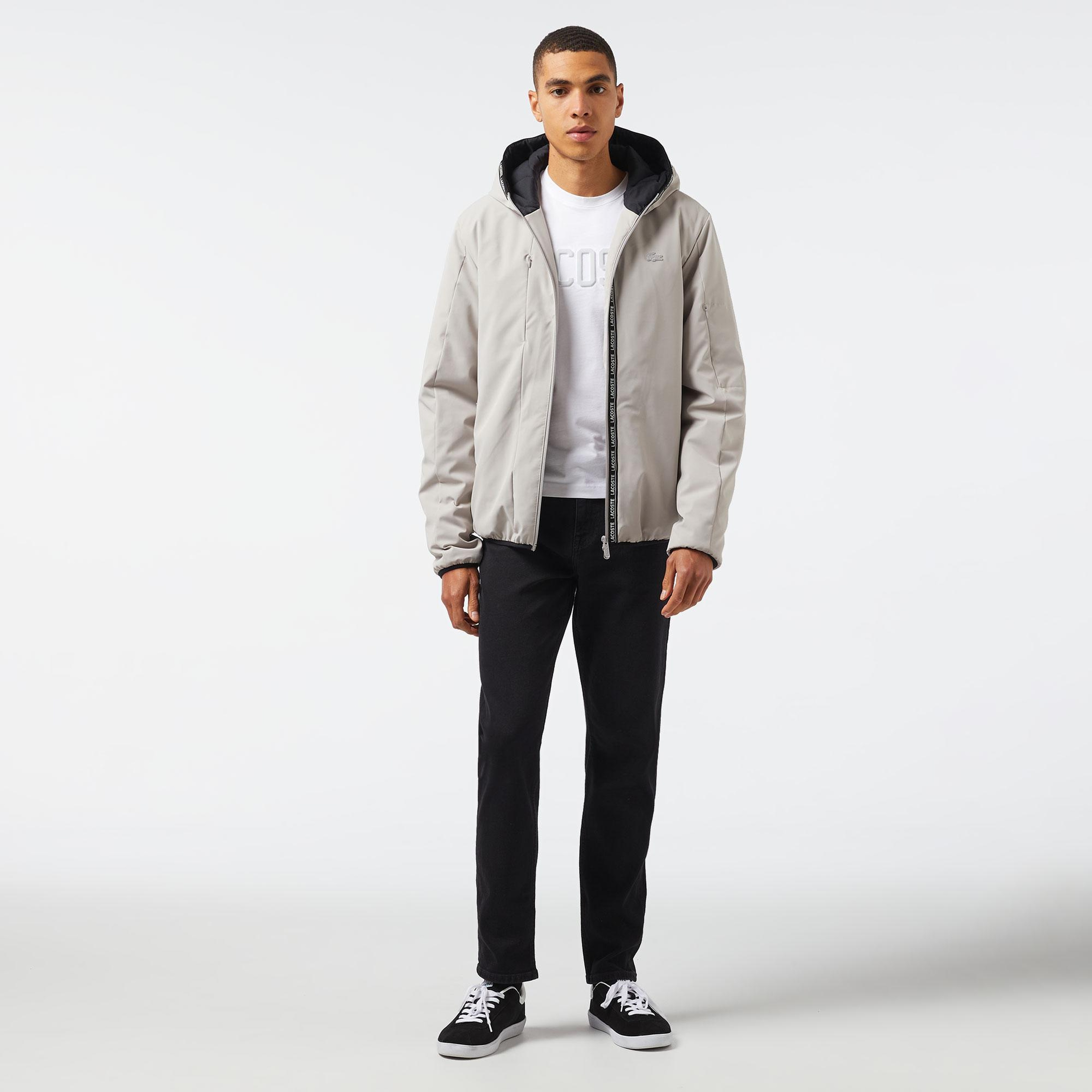 Erkek Regular Fit Kapüşonlu Gri Mont
