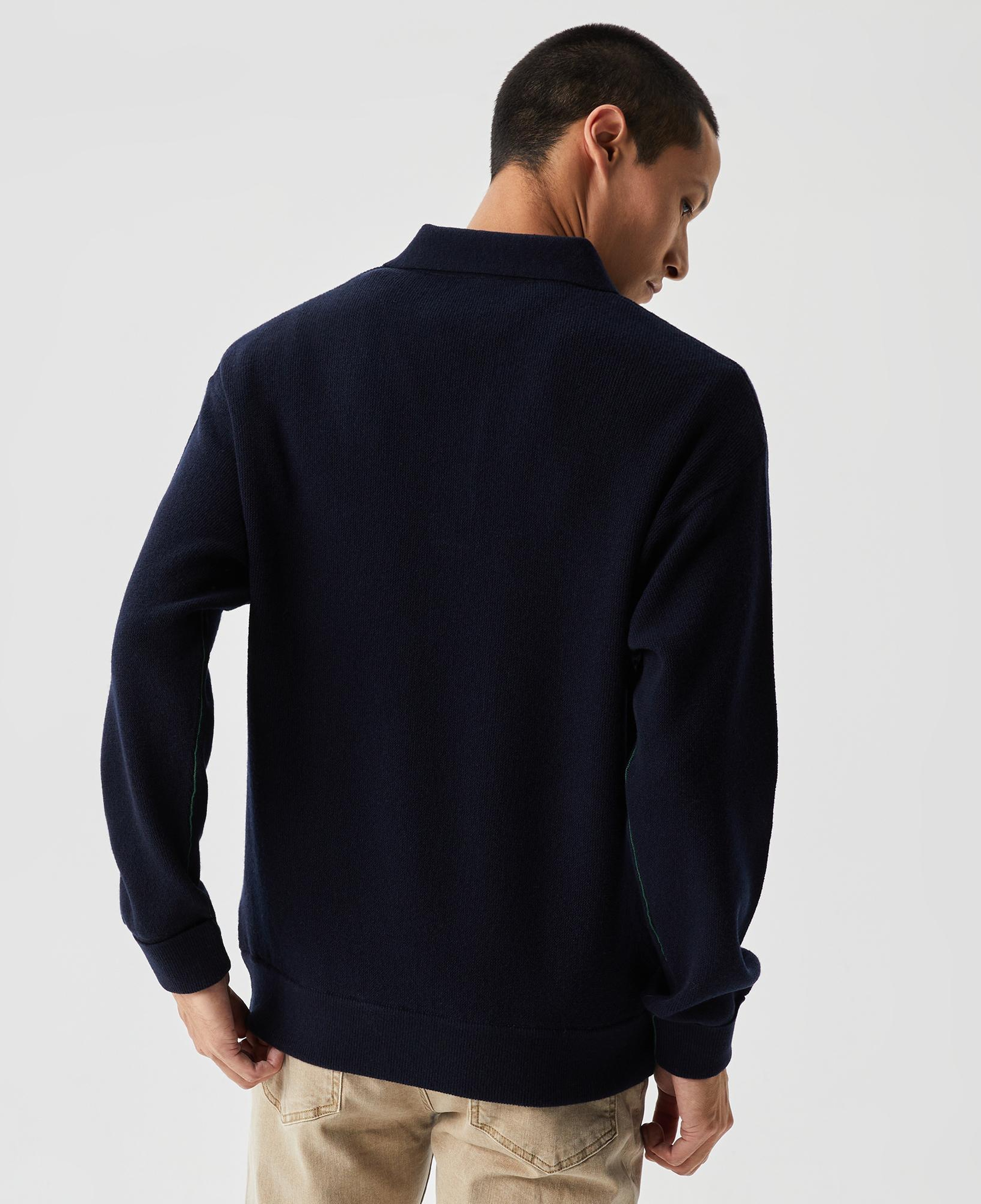Erkek Relaxed Fit Polo Yaka Yün Lacivert Triko