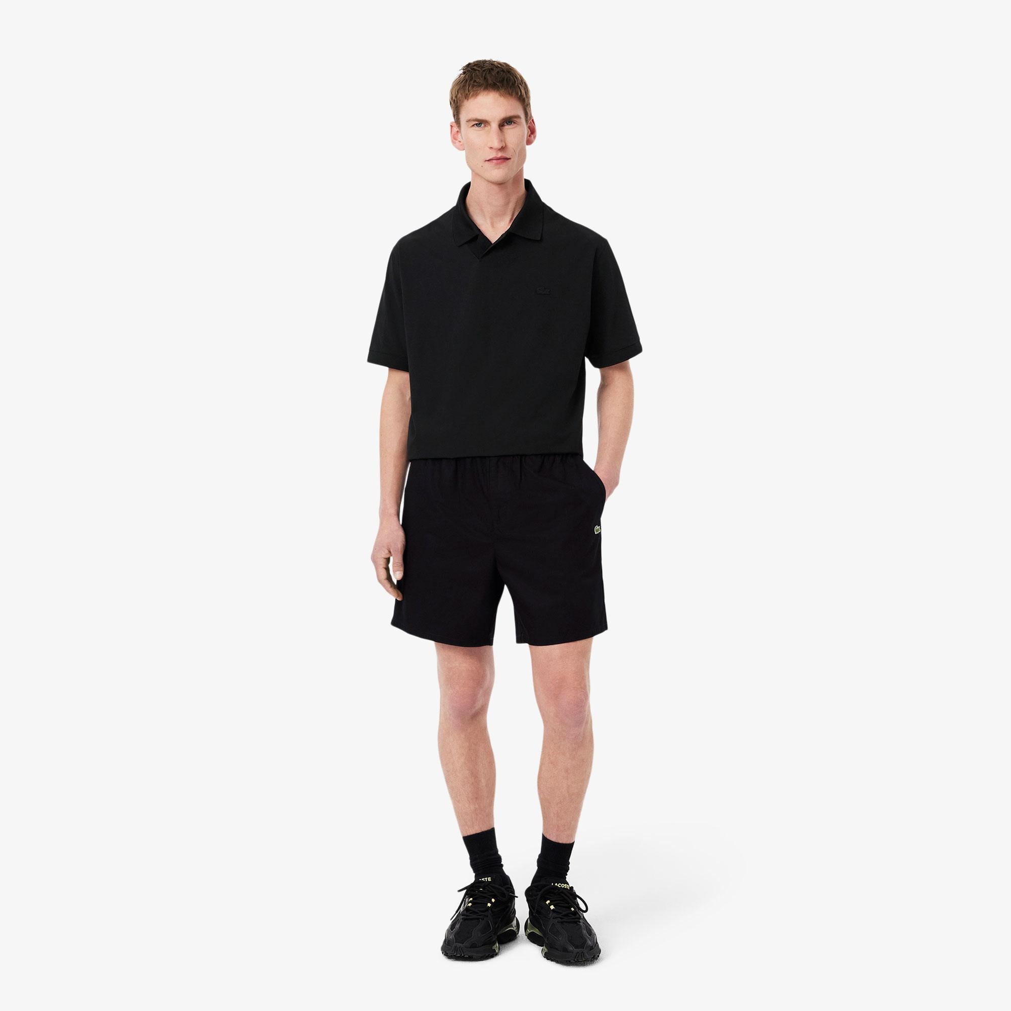 Erkek Relaxed Fit Fermuarlı Siyah Şort