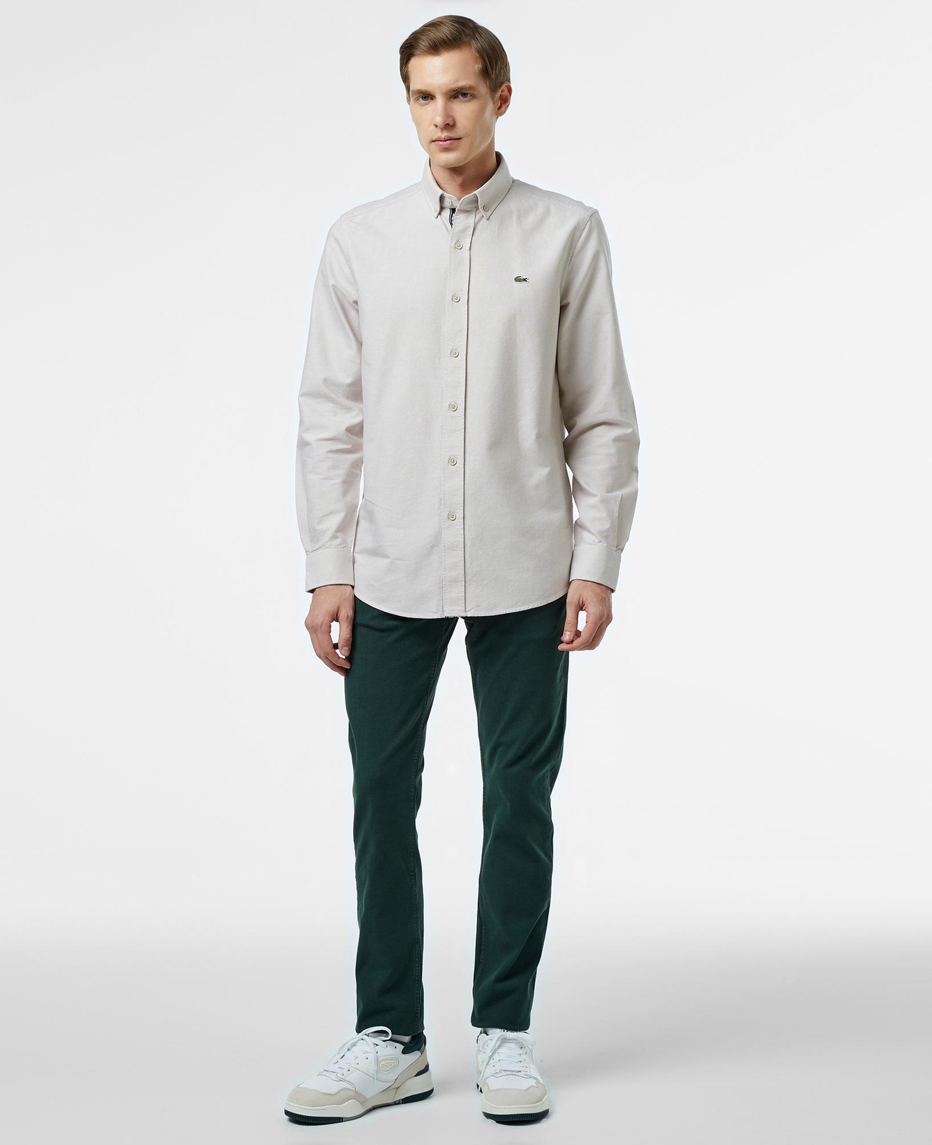 Erkek Slim Fit Düğmeli Yaka Gri Gömlek
