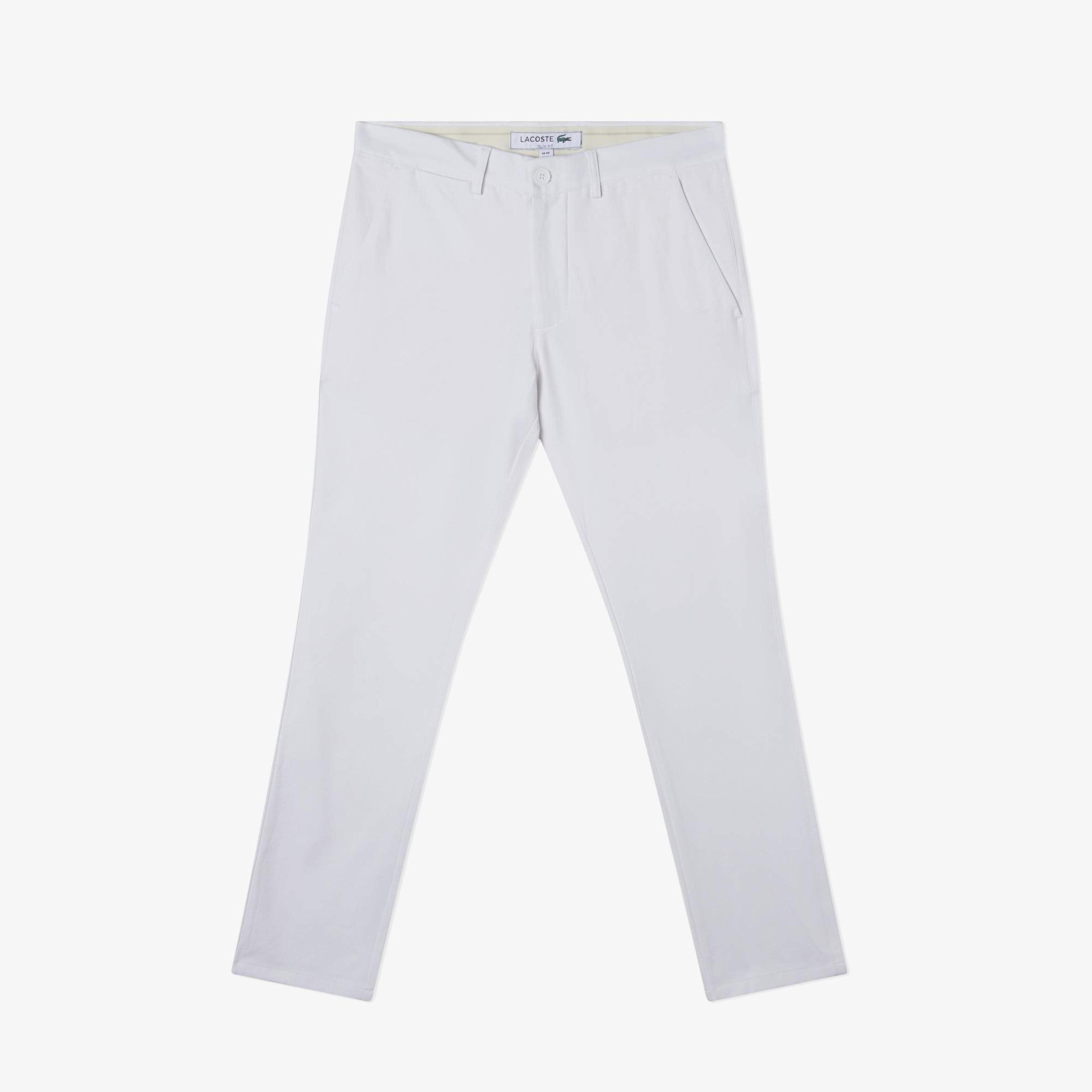 Erkek Slim Fit Beyaz Pantolon