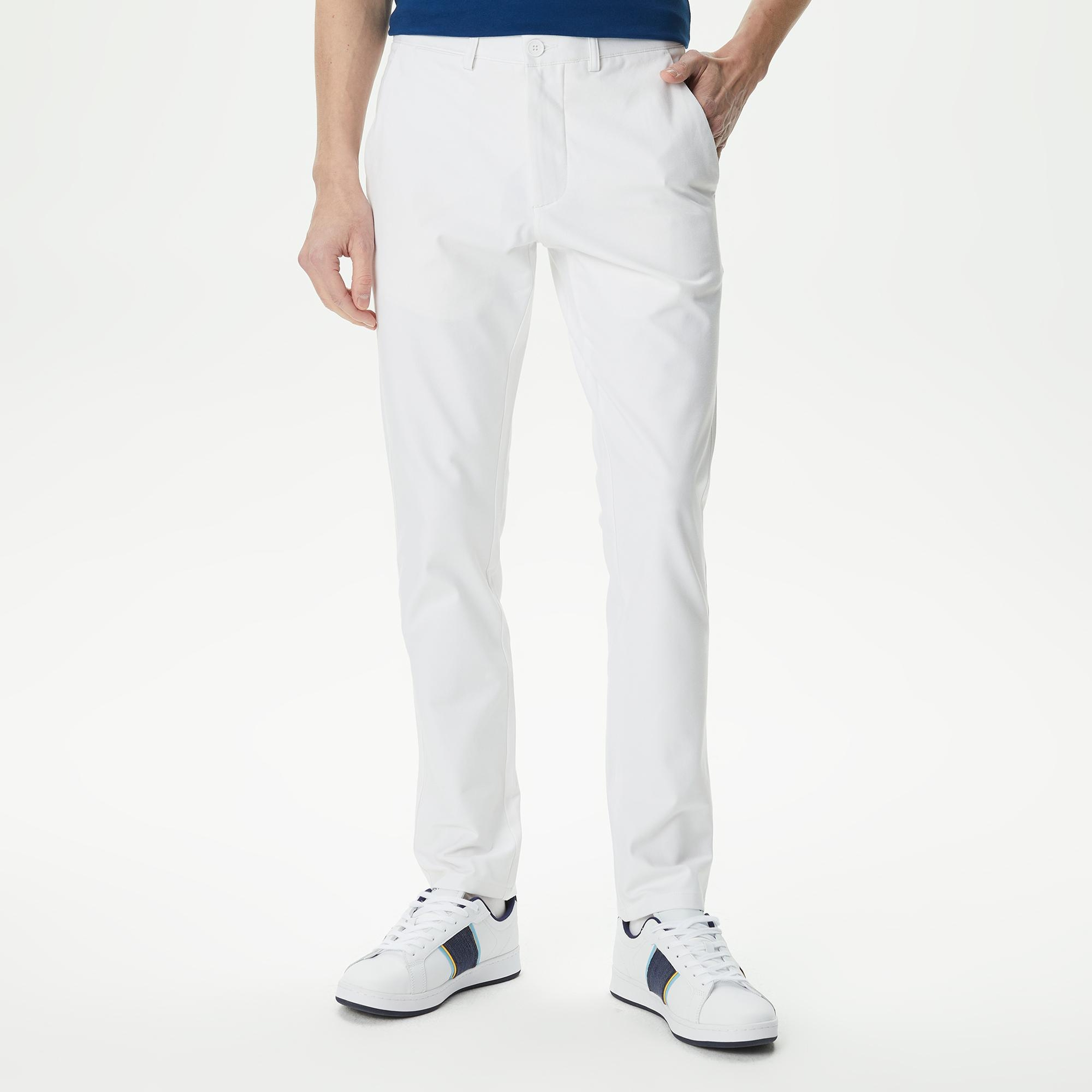 Erkek Slim Fit Beyaz Pantolon