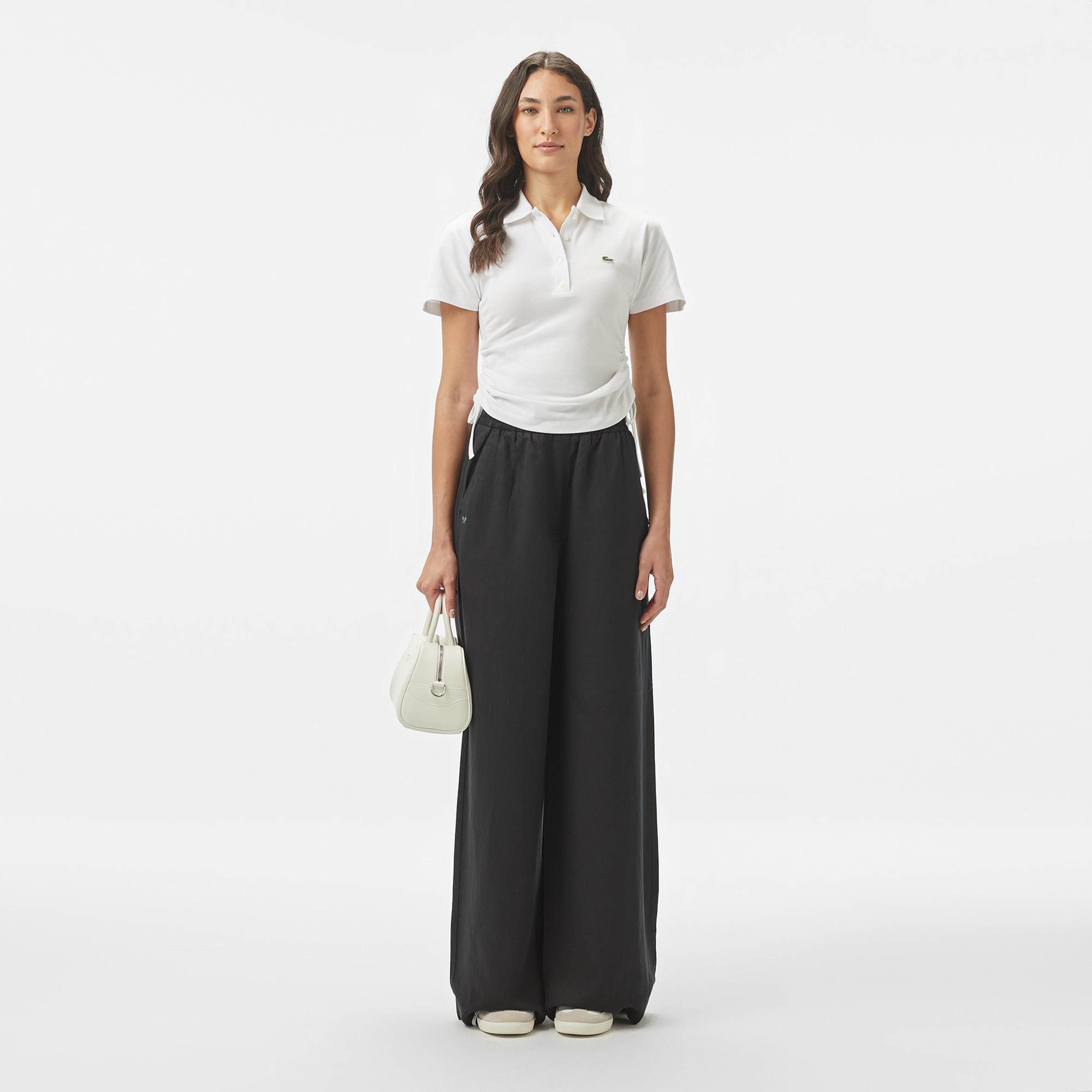 Kadın Relaxed Fit Siyah Keten Karışımlı Pantolon