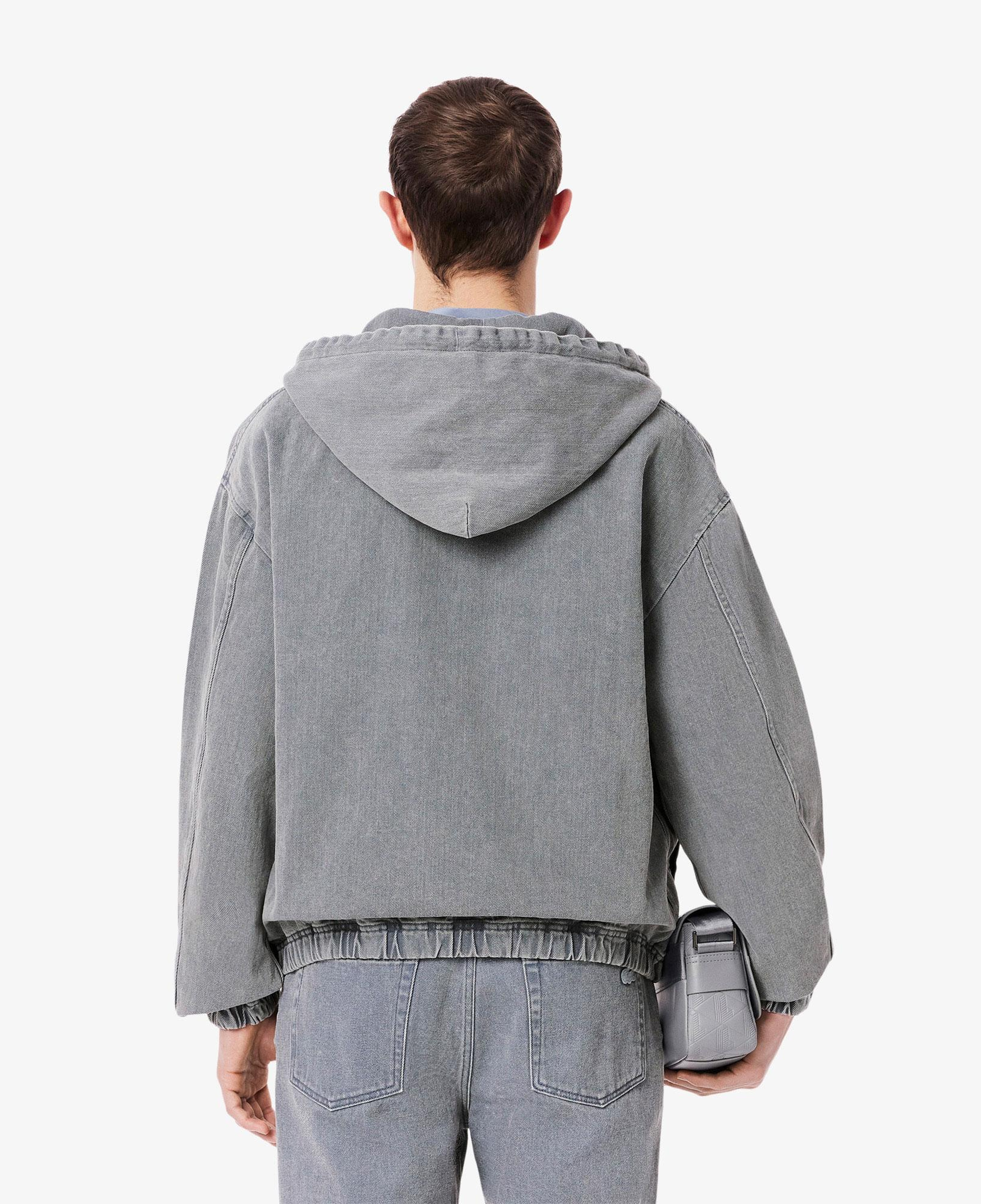 Erkek Kapüşonlu Denim Gri Ceket