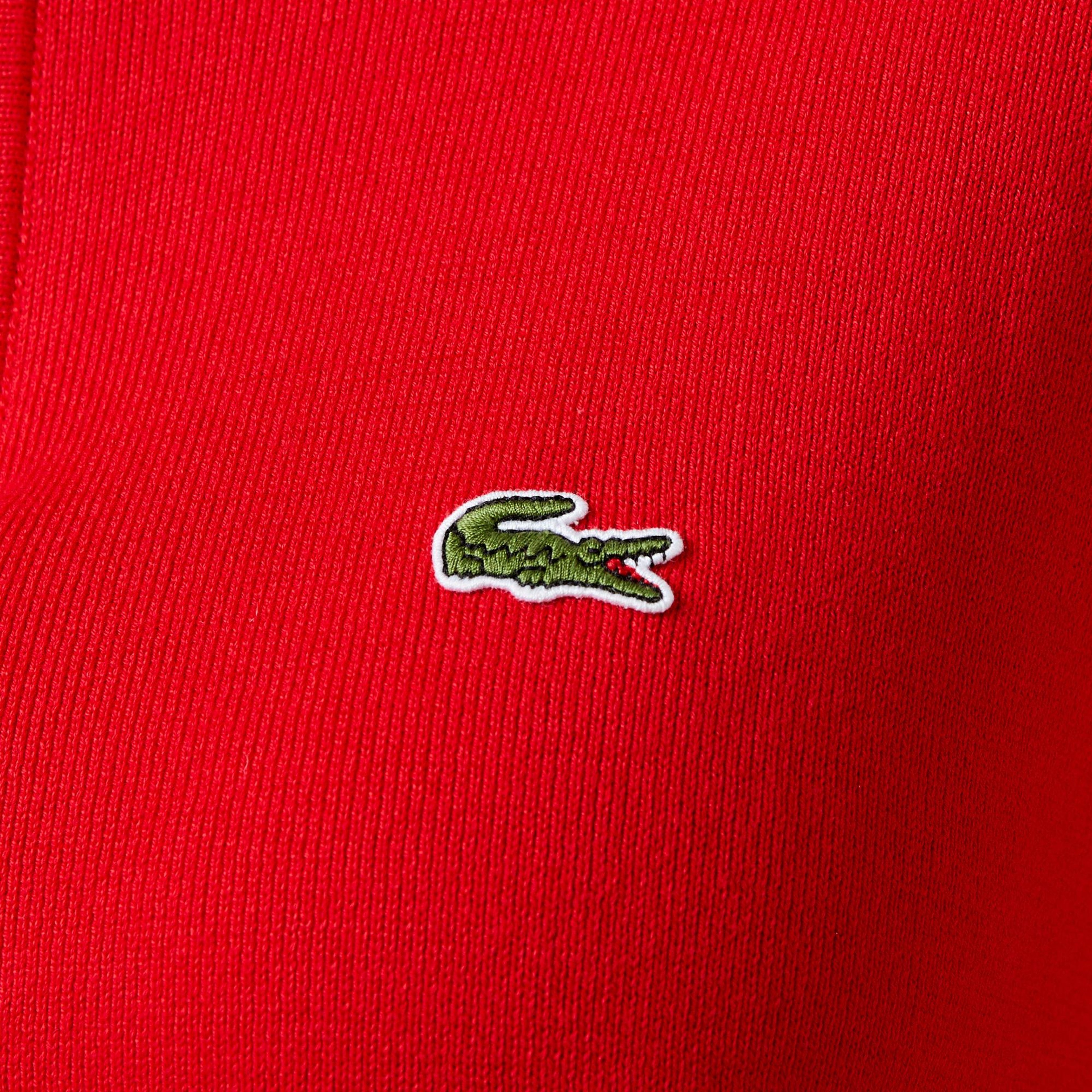 Lacoste Kadın Relaxed Fit Yarım Fermuarlı Kırmızı Triko