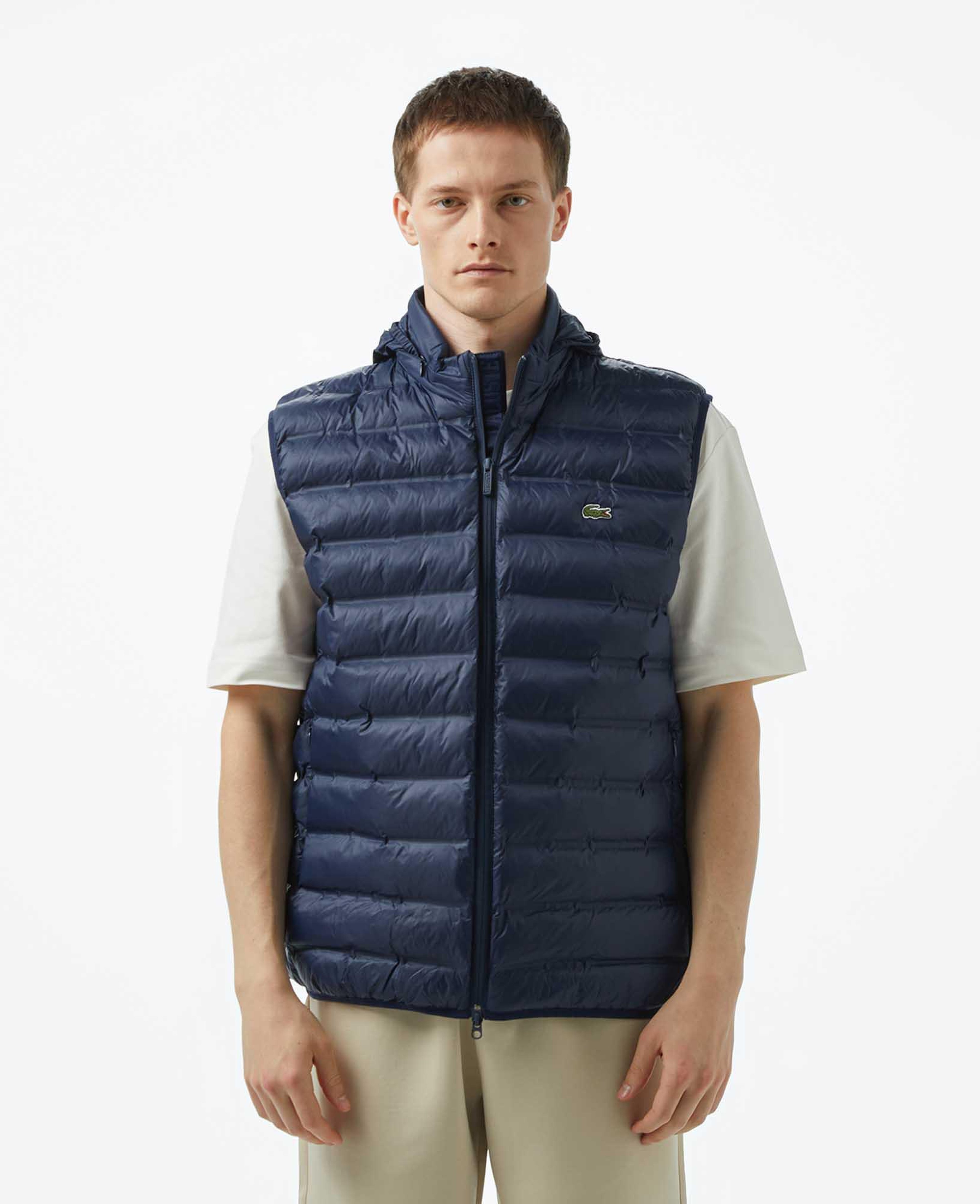 Erkek Slim Fit Kapüşonlu Lacivert Yelek