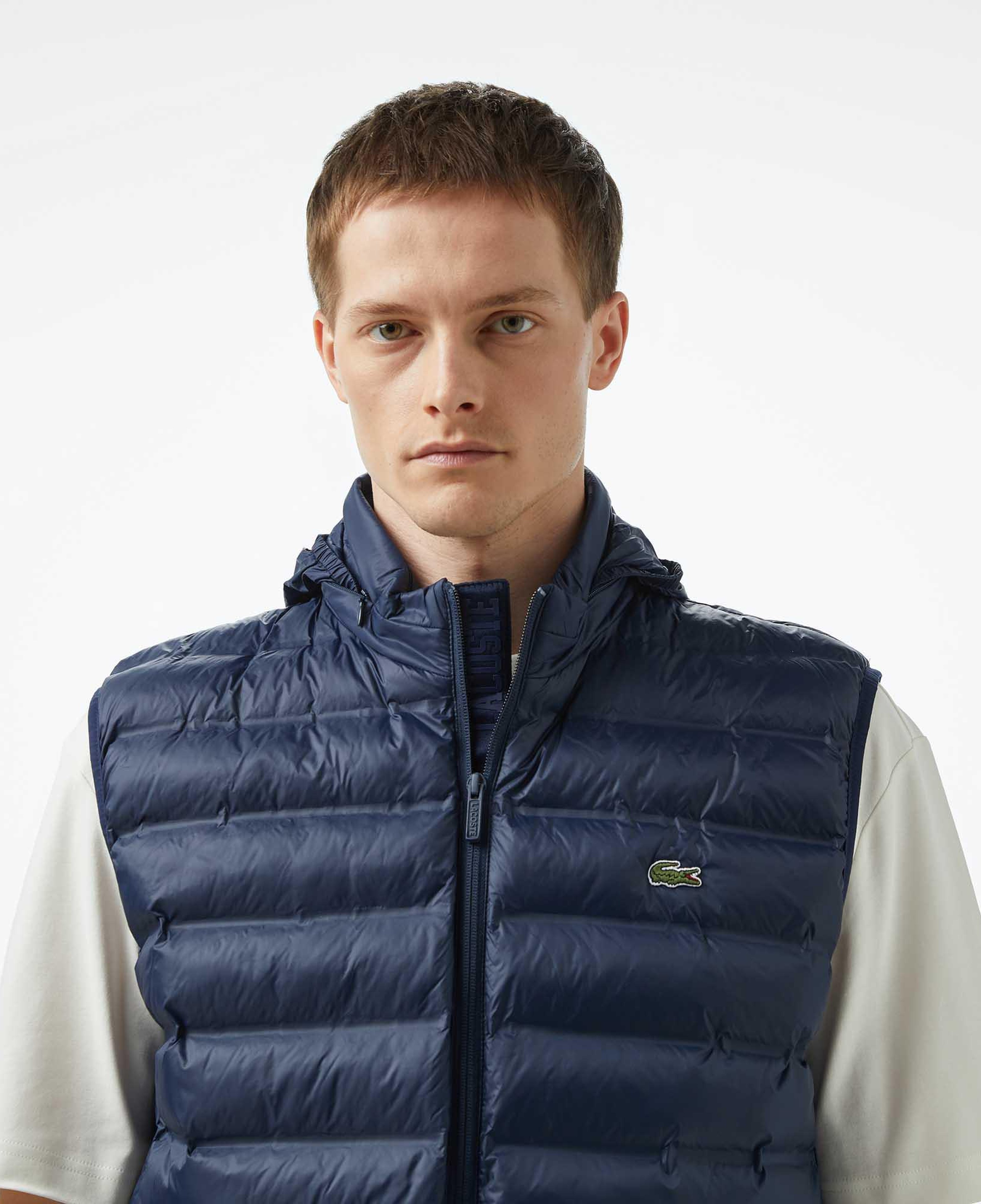 Erkek Slim Fit Kapüşonlu Lacivert Yelek