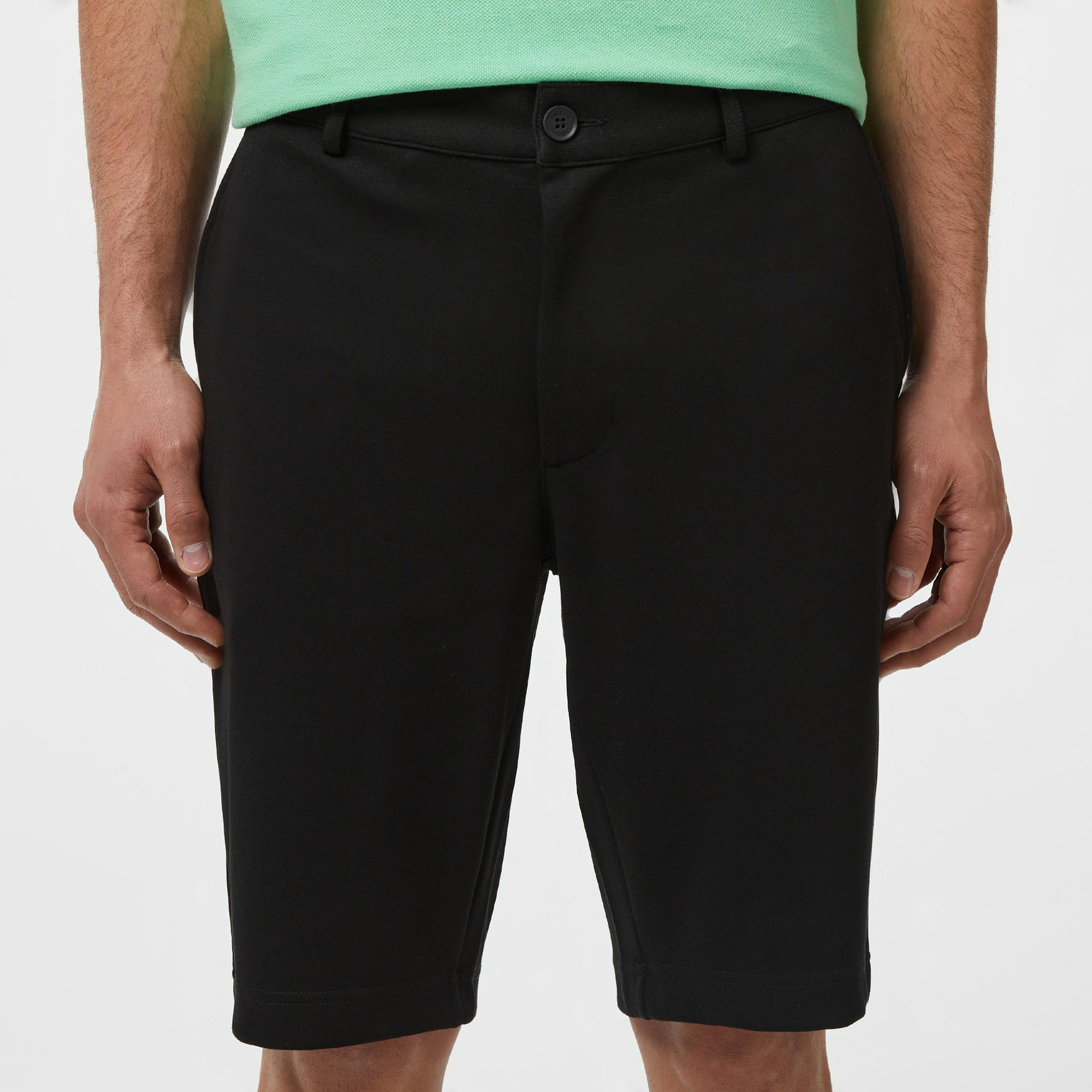 Erkek Tapered Fit Siyah Bermuda Şort