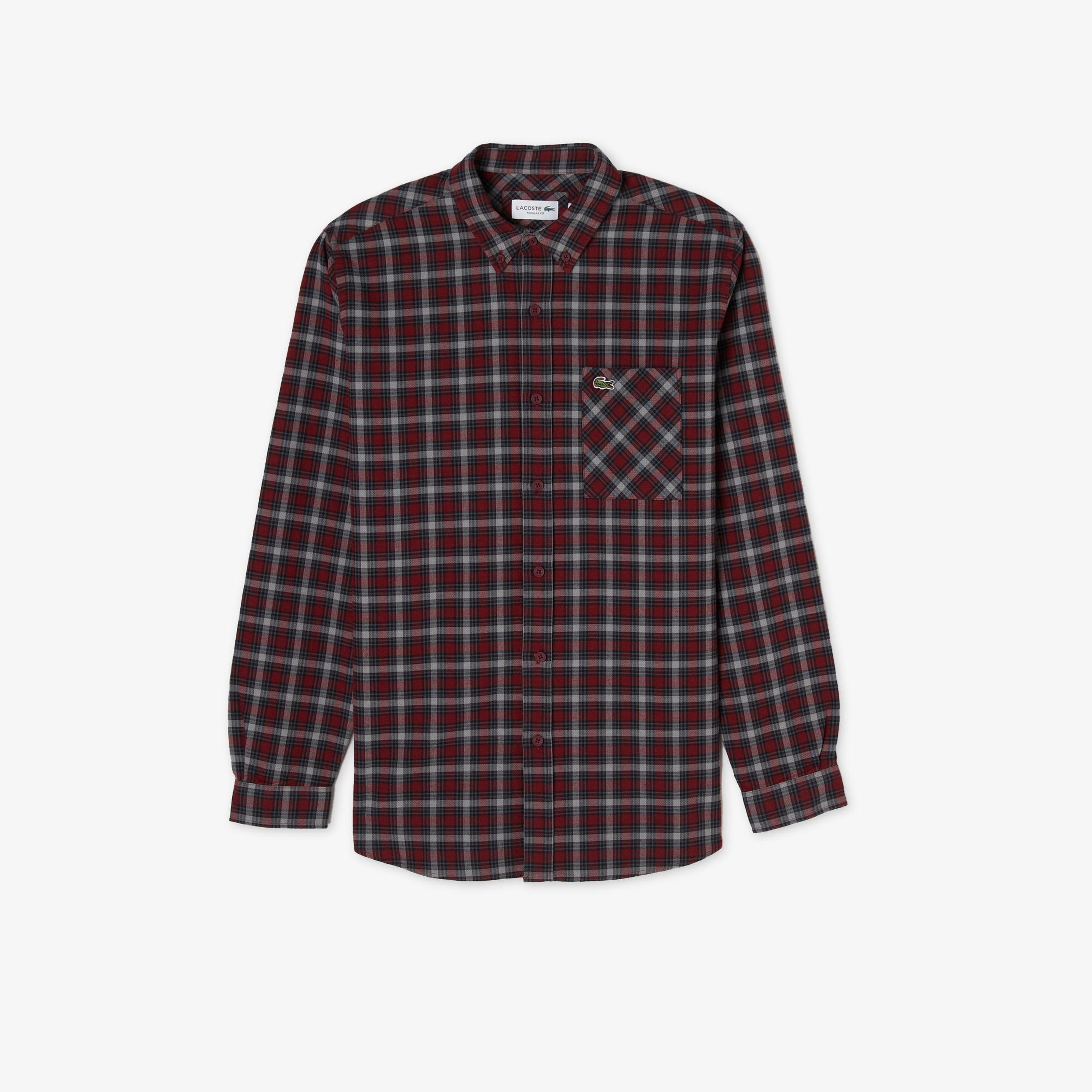 Erkek Regular Fit Ekose Bordo Gömlek