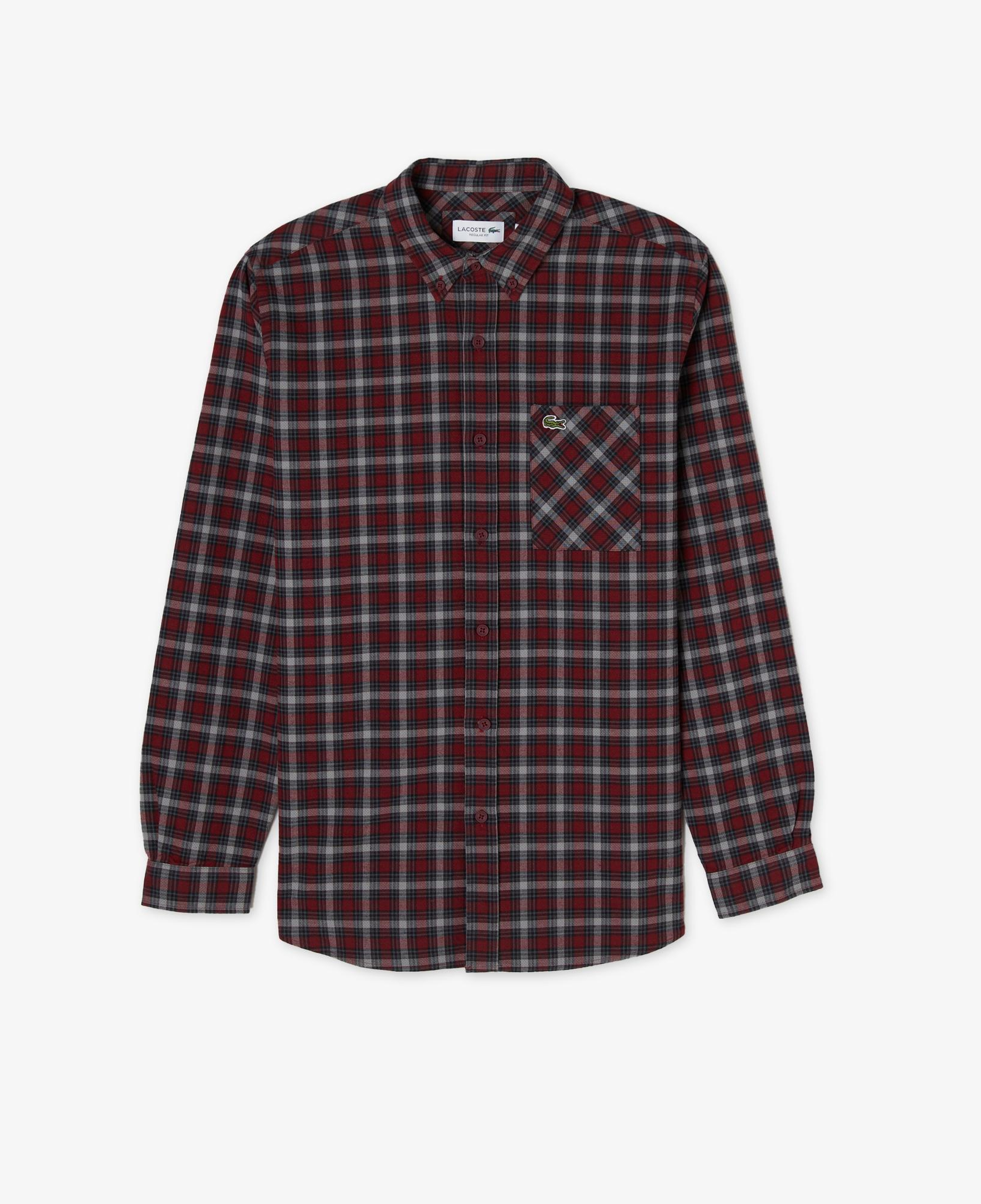 Erkek Regular Fit Ekose Bordo Gömlek
