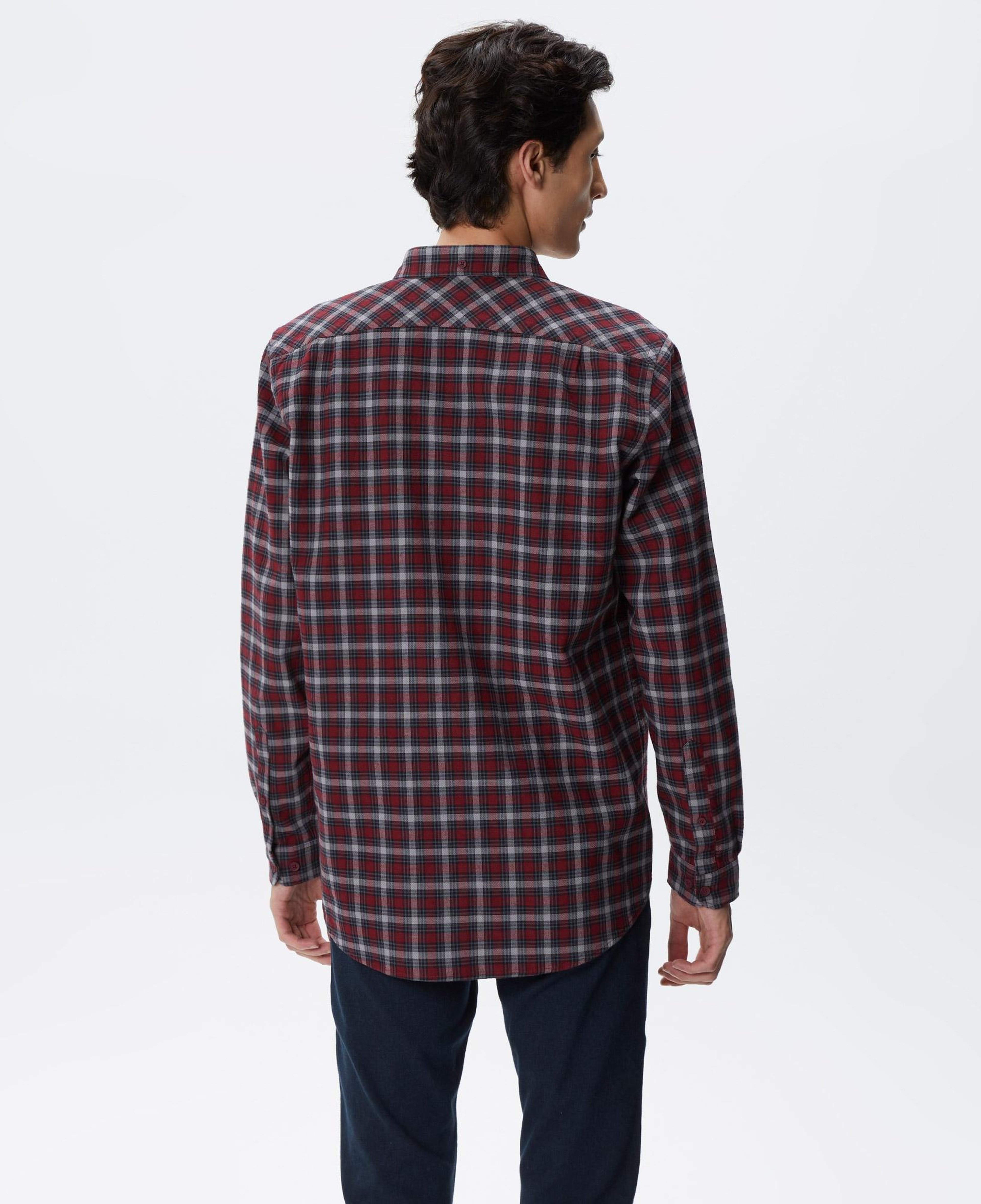 Erkek Regular Fit Ekose Bordo Gömlek