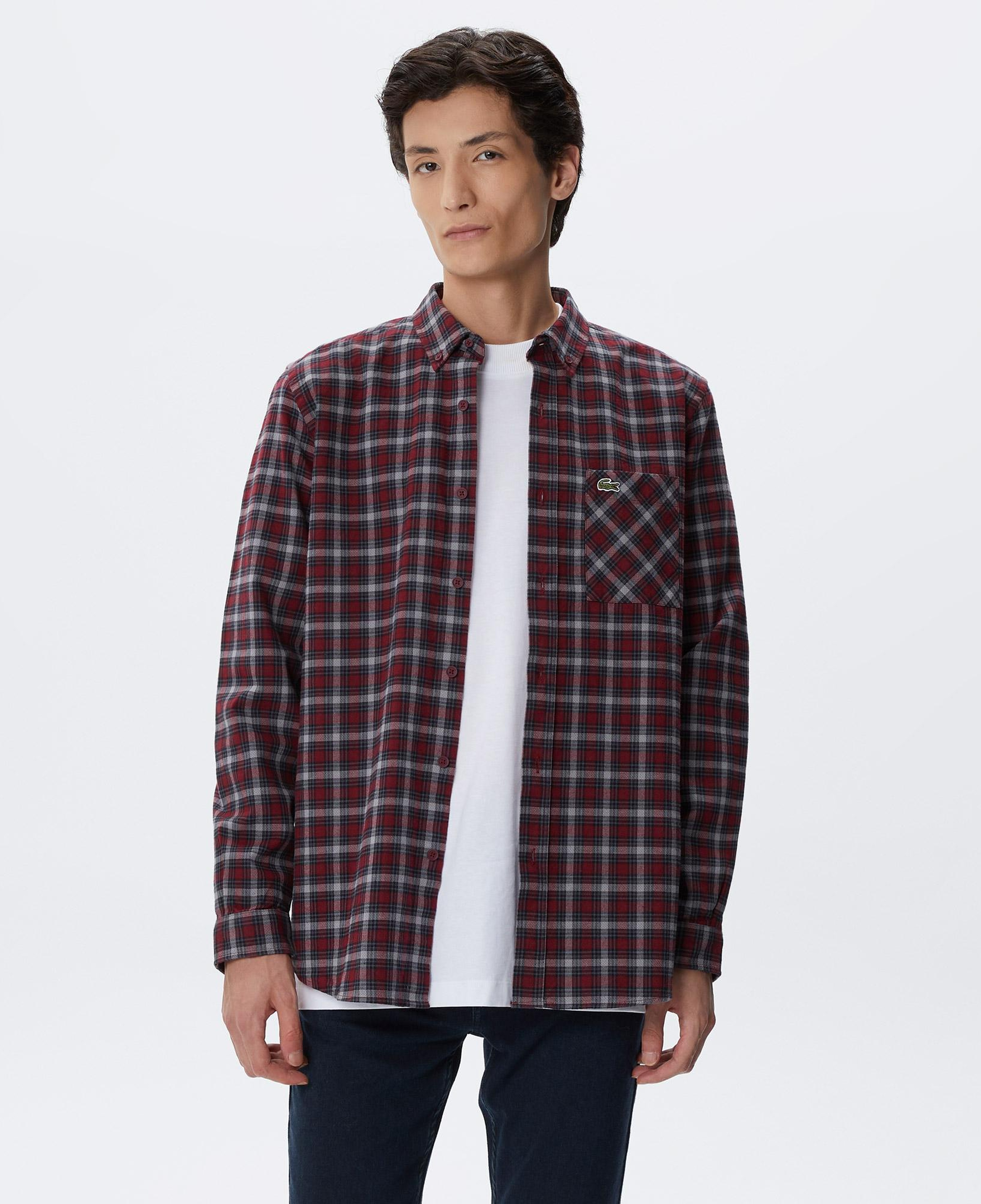 Erkek Regular Fit Ekose Bordo Gömlek