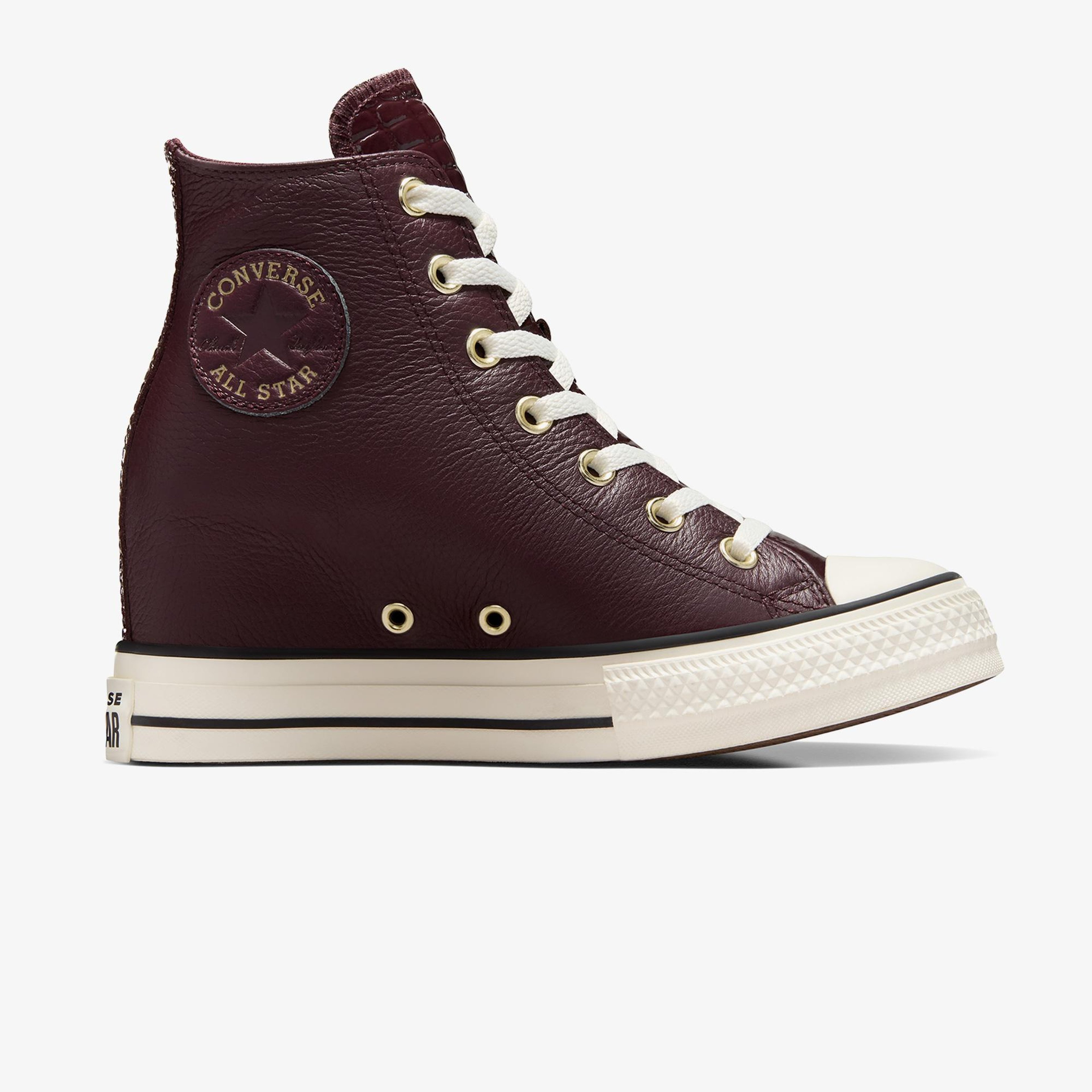 Converse Chuck Taylor All Star Wedge Unisex Bordo Deri Platform Sneaker