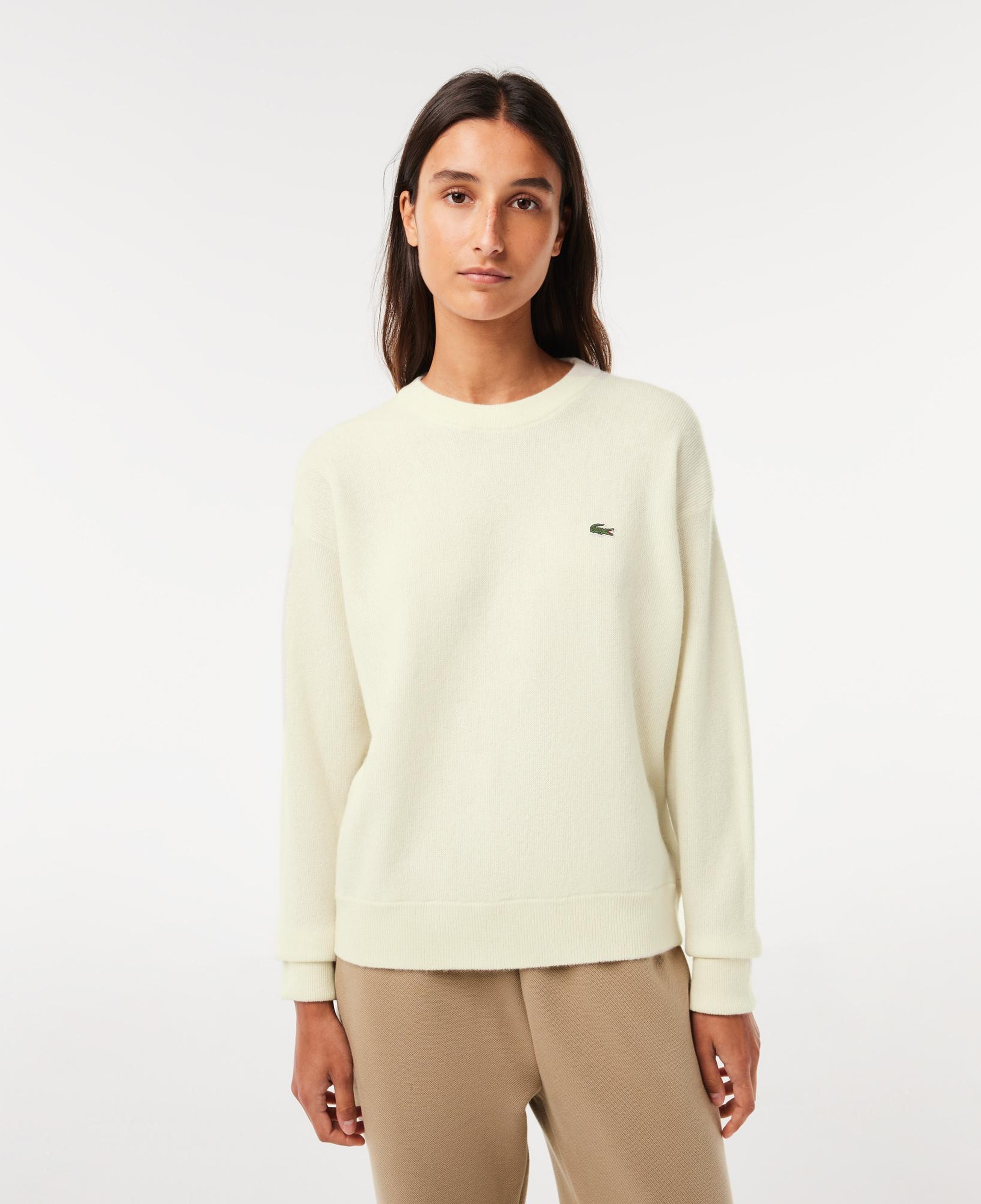 Kadın Relaxed Fit Bisiklet Yaka Yün Krem Triko