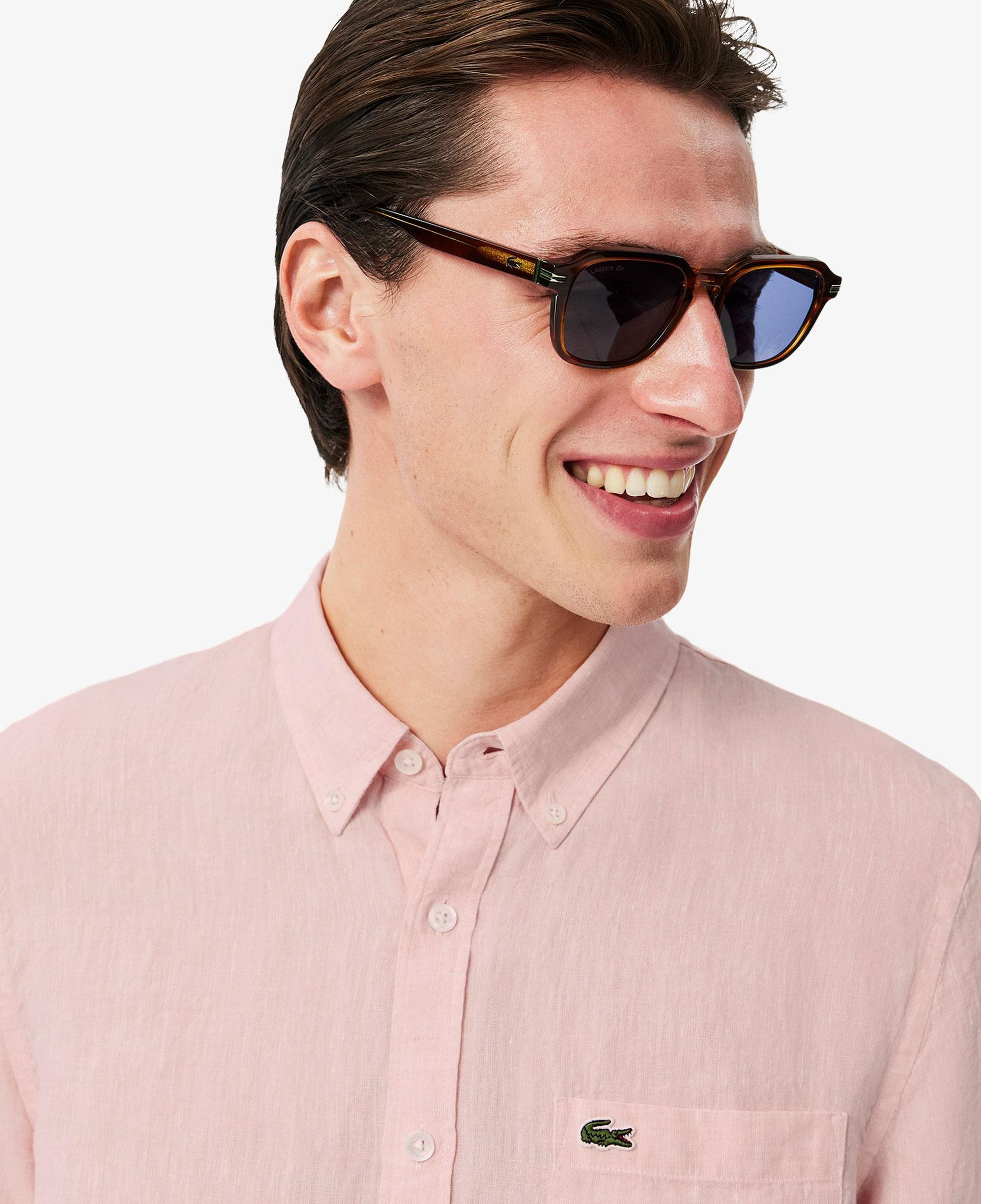 Lacoste Erkek Regular Fit Düğmeli Yaka Keten Açık Pembe Gömlek