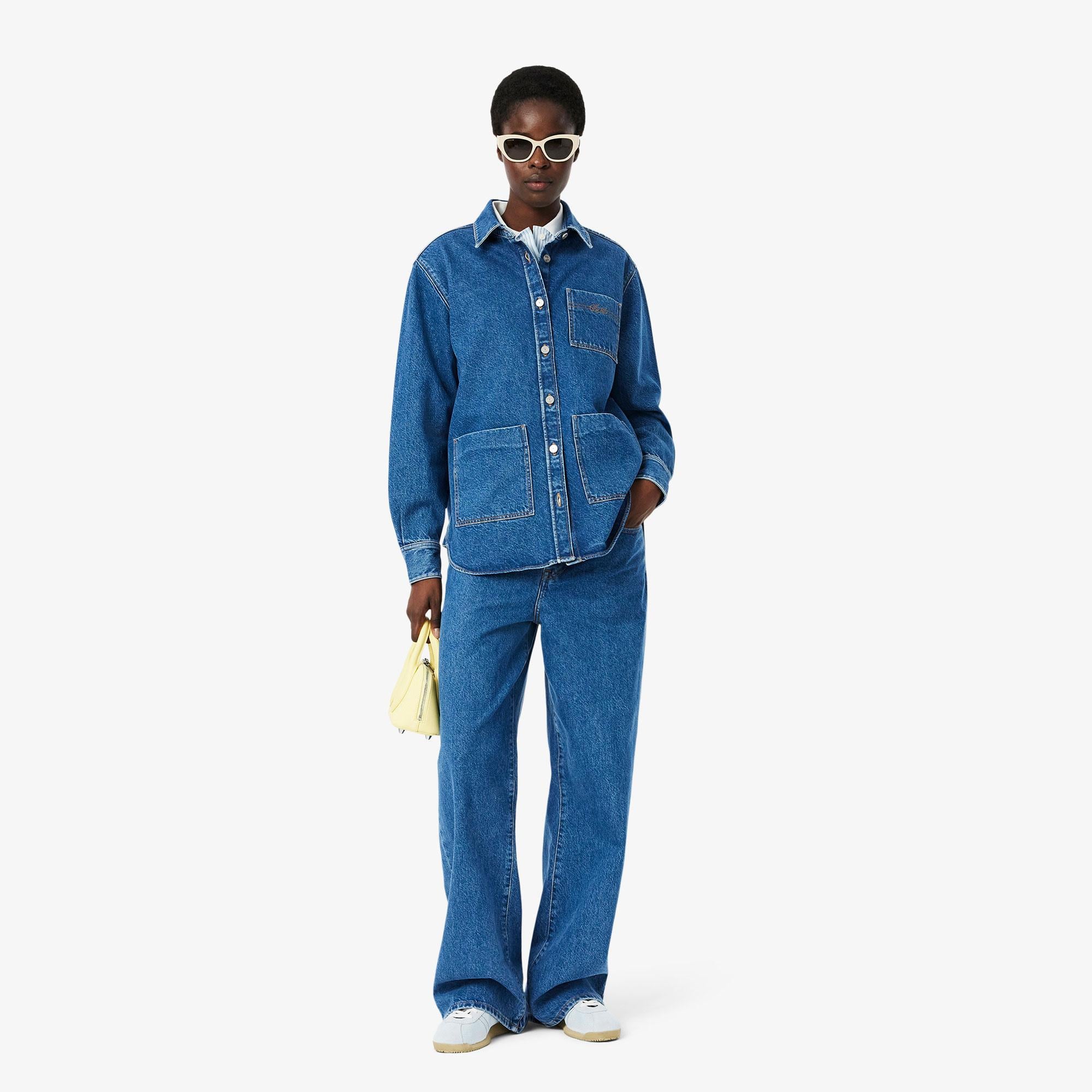 Kadın Relaxed Fit Denim Lacivert Ceket
