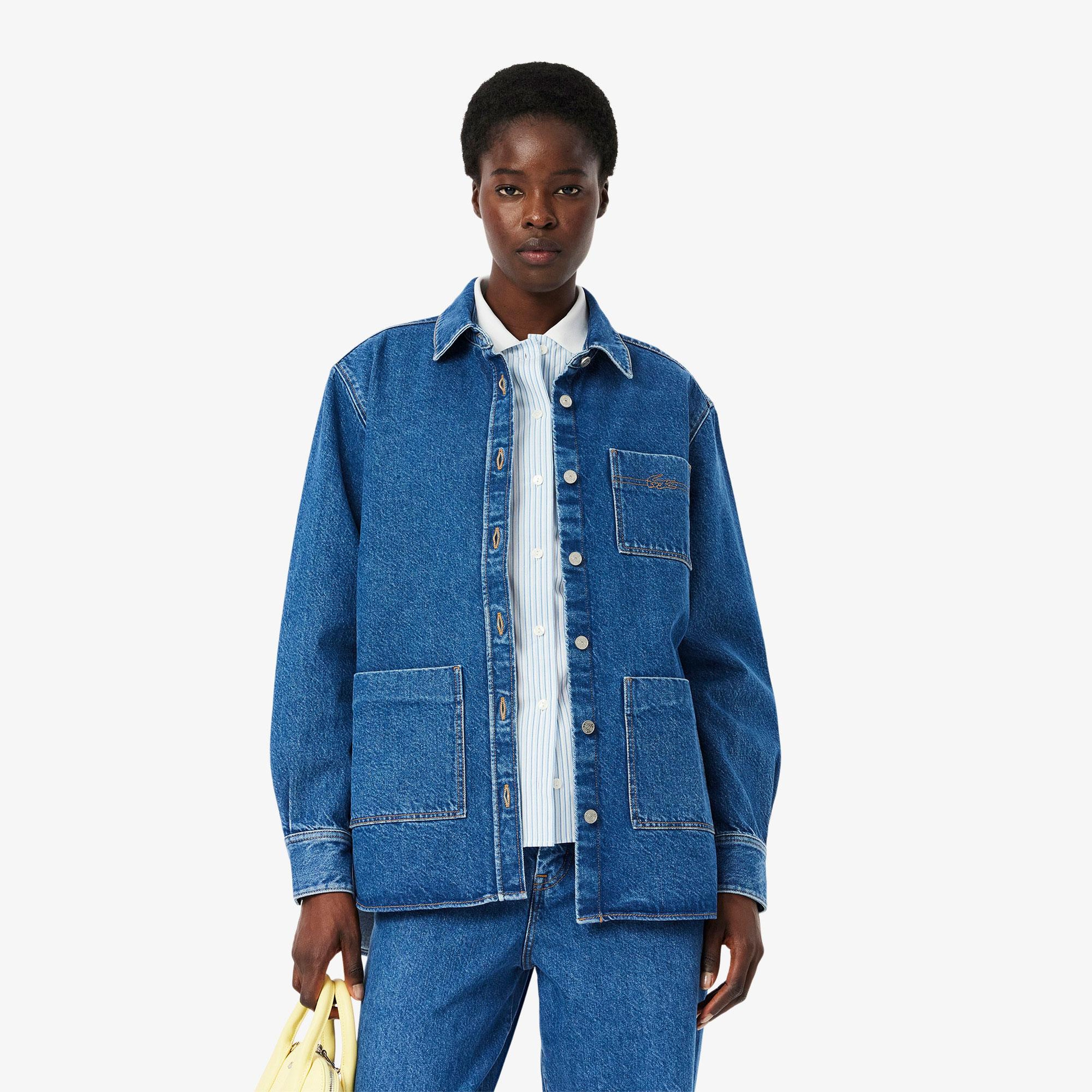 Kadın Relaxed Fit Denim Lacivert Ceket