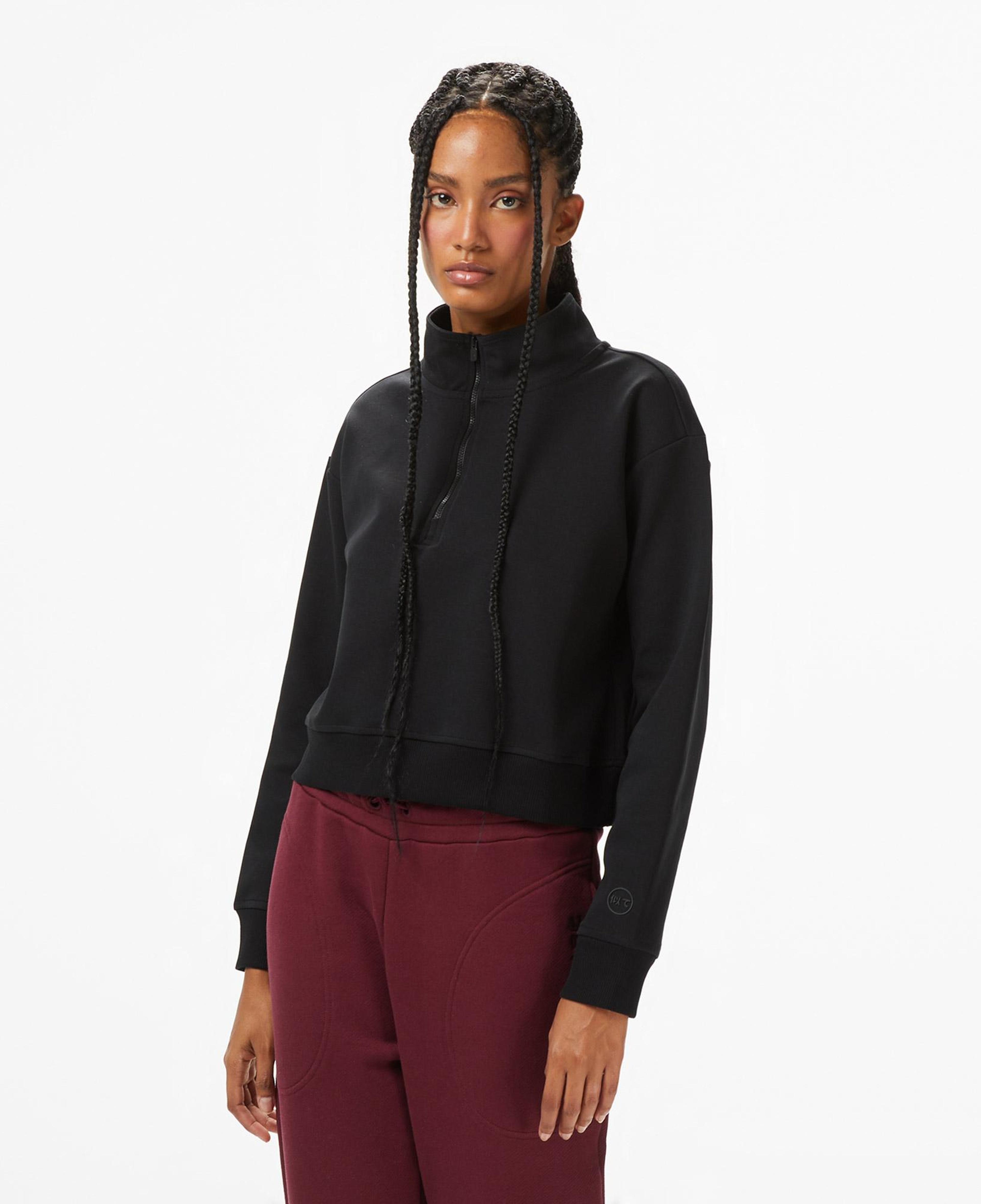 UNITED4 Kadın Siyah Half Zip Sweatshirt