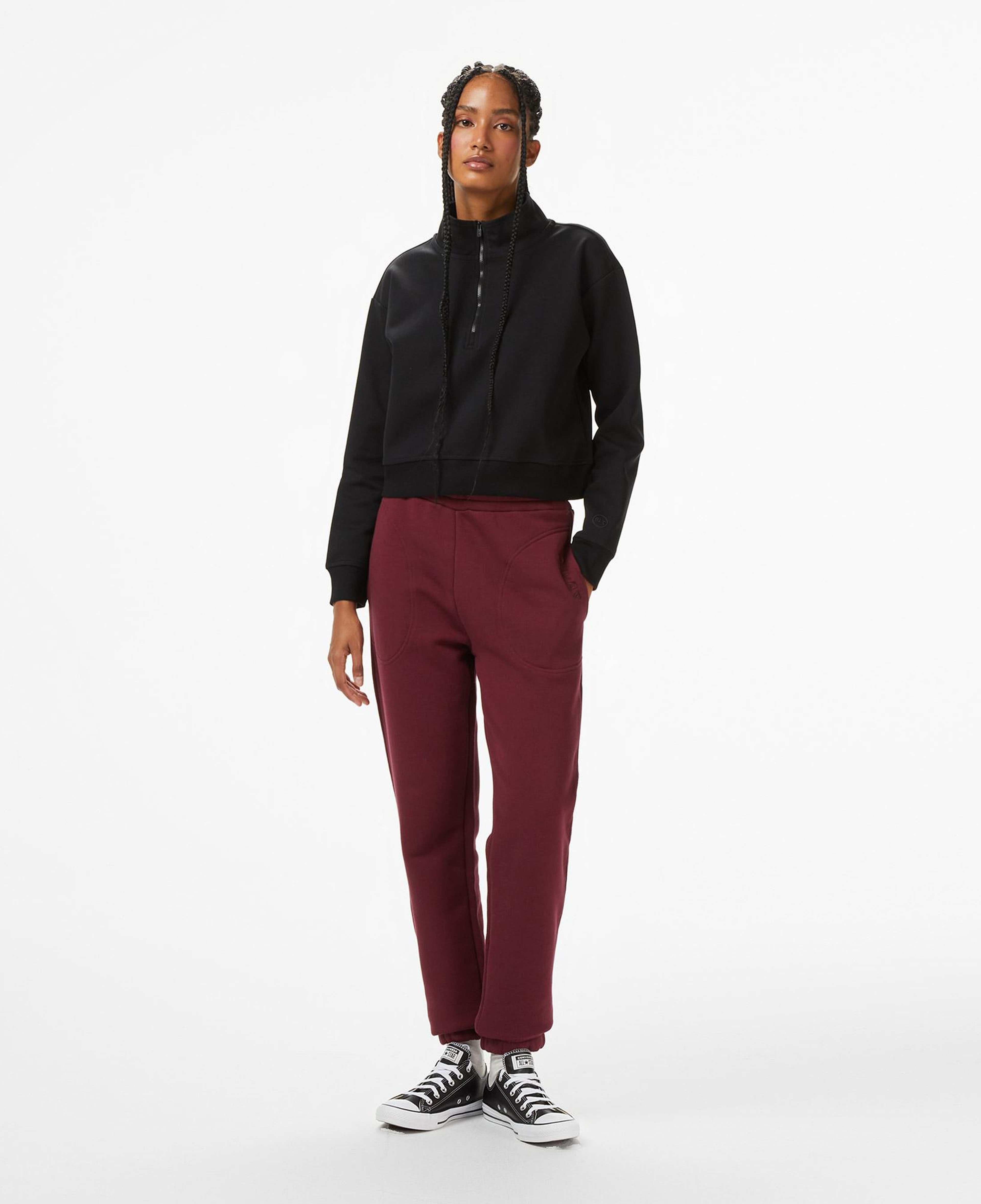 UNITED4 Kadın Siyah Half Zip Sweatshirt