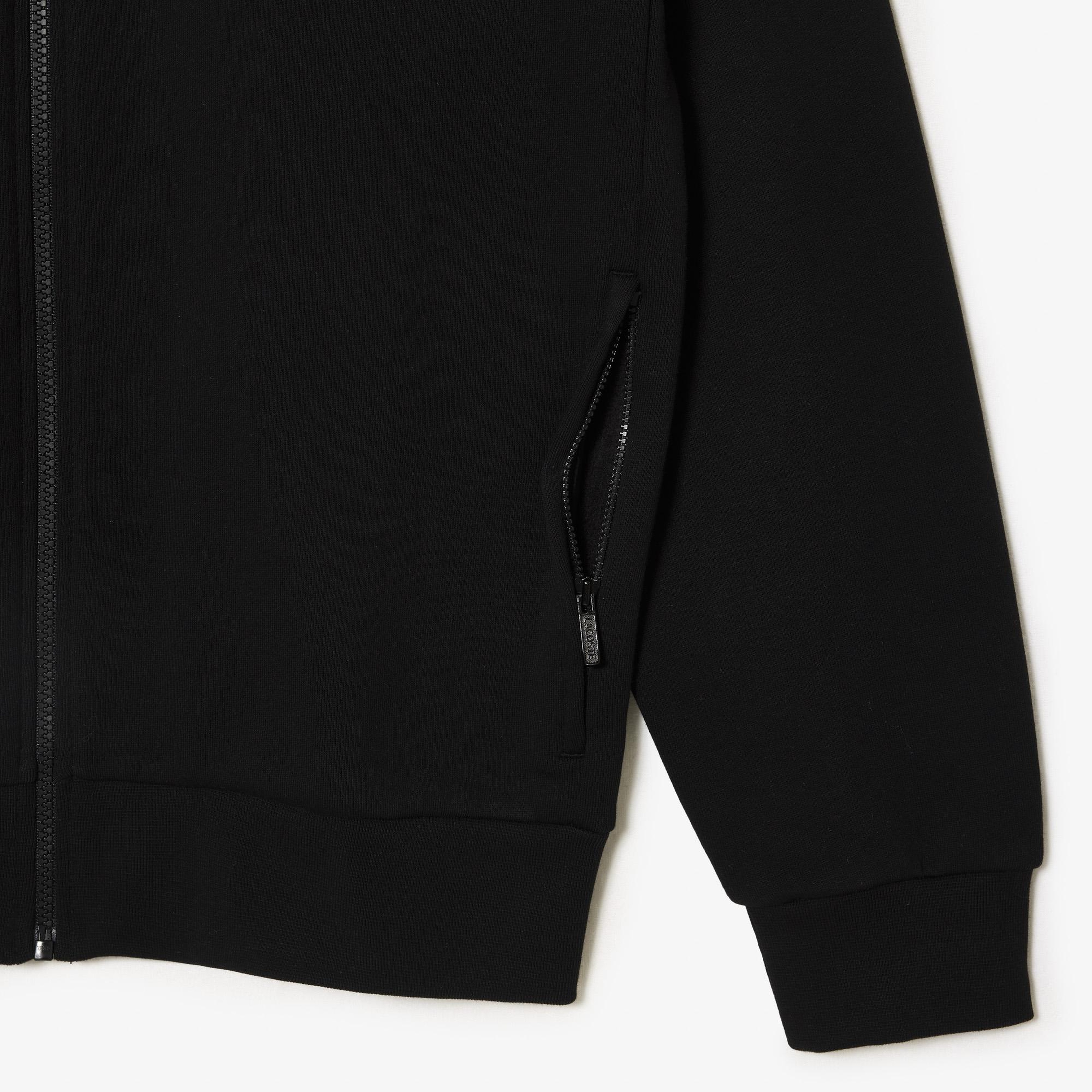 Erkek Regular Fit Fermuarlı Siyah Sweatshirt