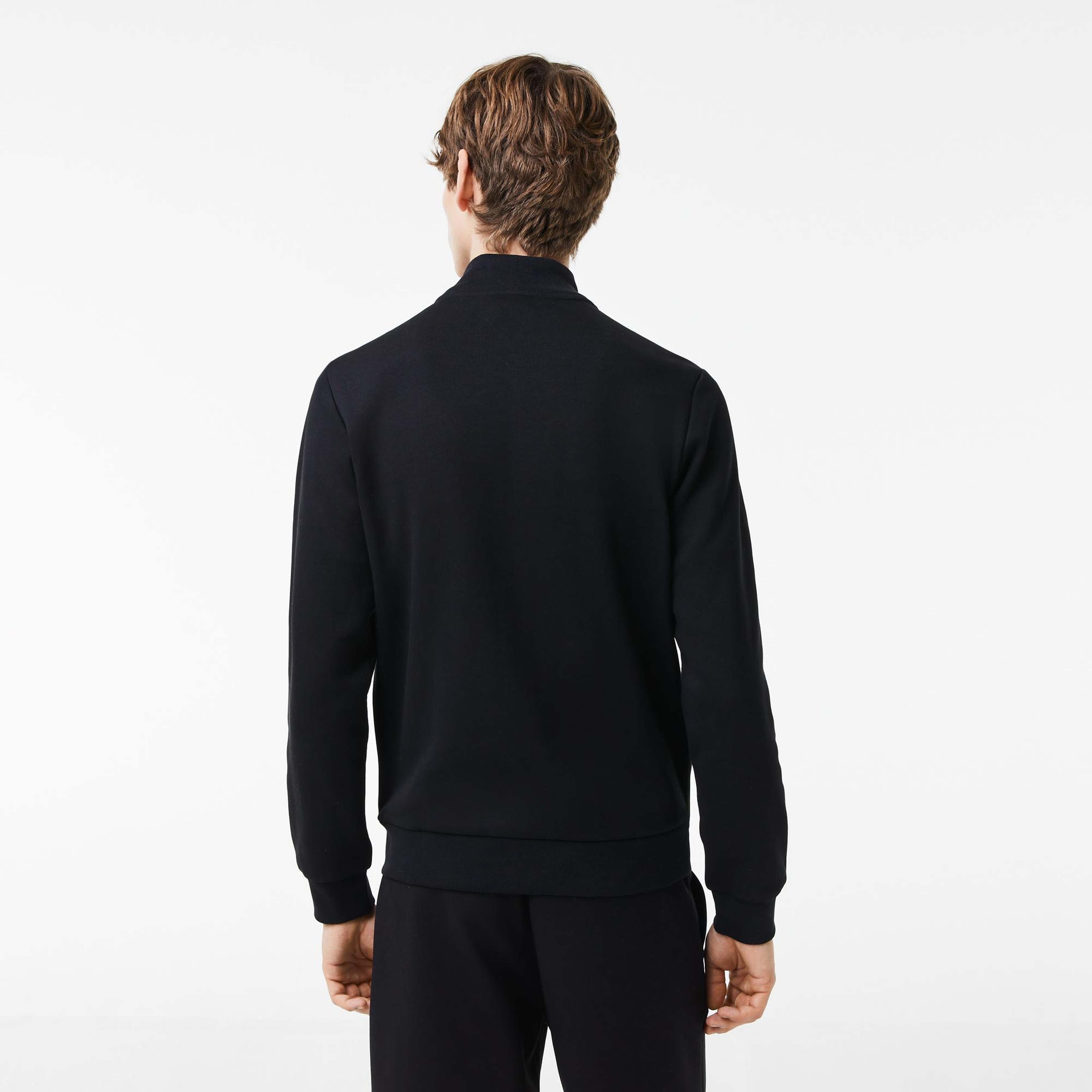 Erkek Regular Fit Fermuarlı Siyah Sweatshirt