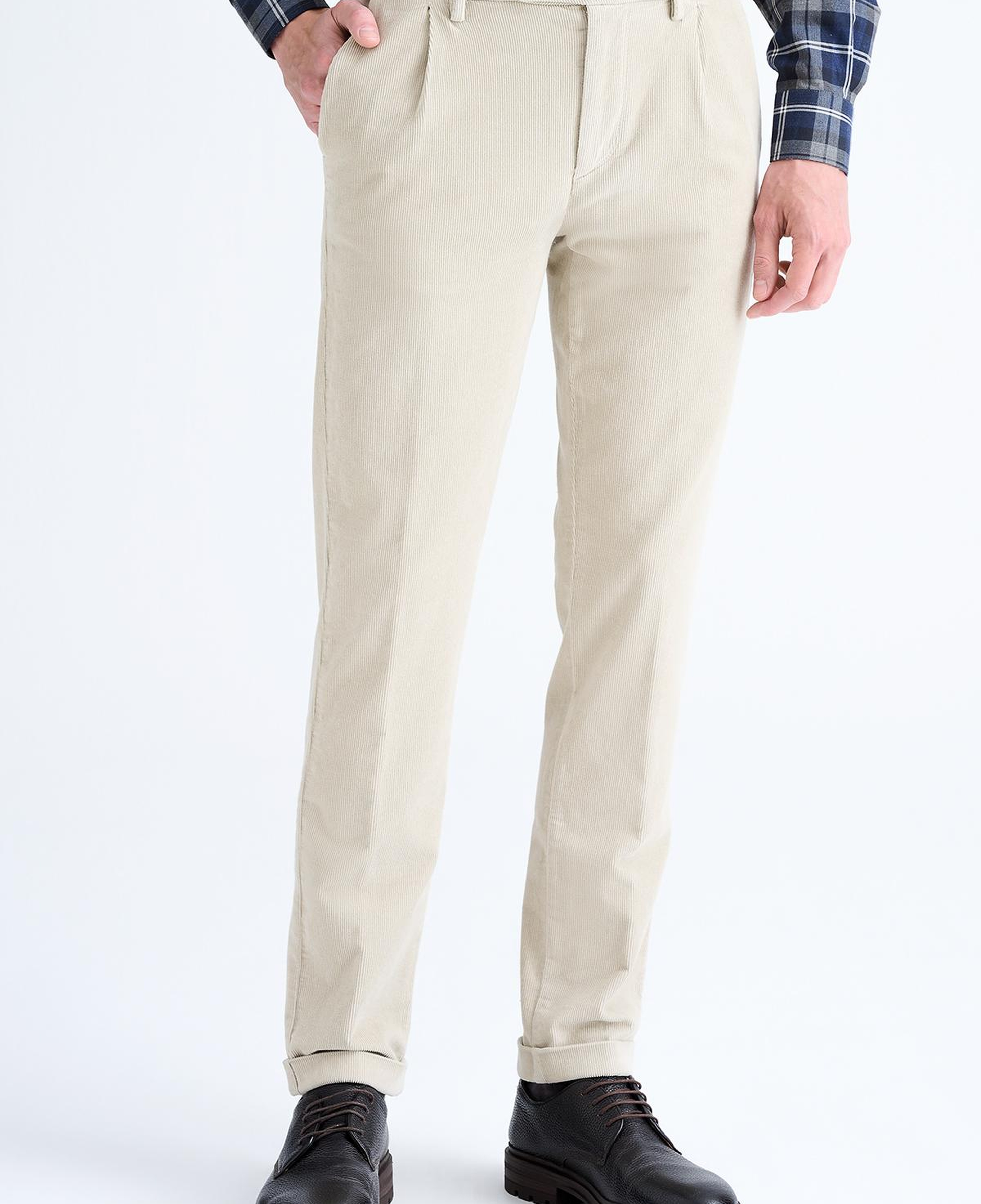 Erkek Bej Kadife Chino Pantolon