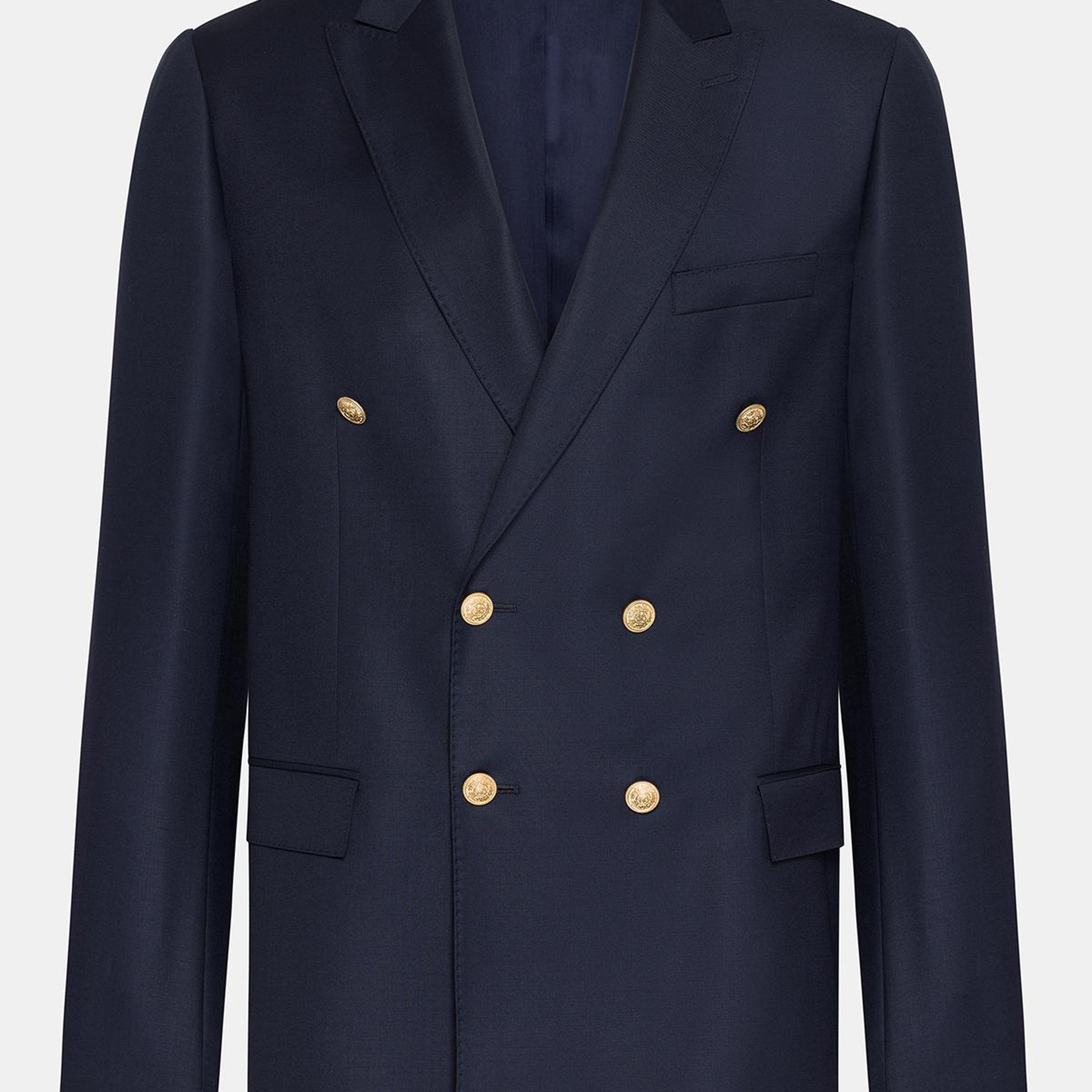 Erkek Lacivert Kruvaze Yün Delfino Blazer Ceket