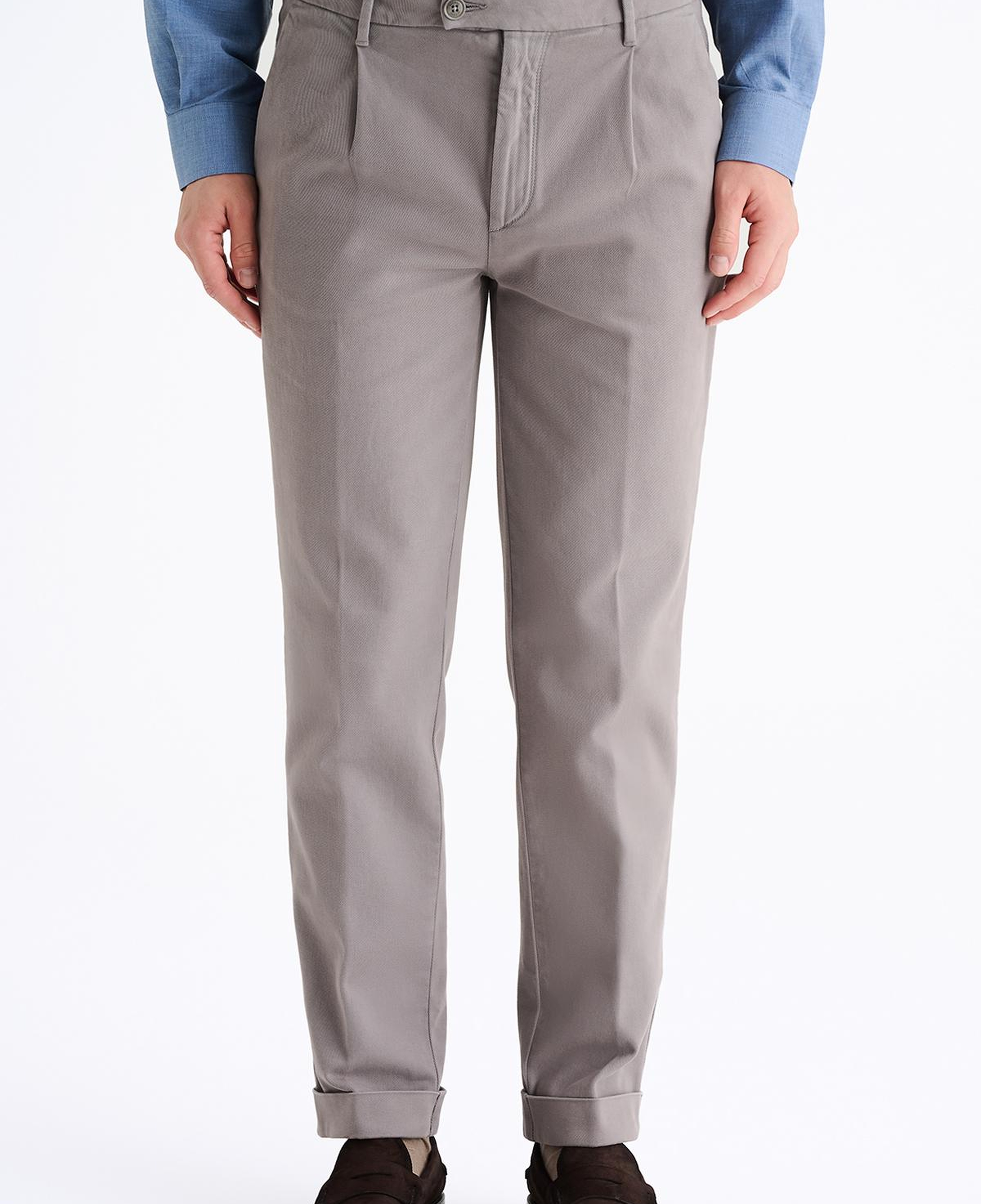 Erkek Gri Kaşmir Gabardin Chino Pantolon