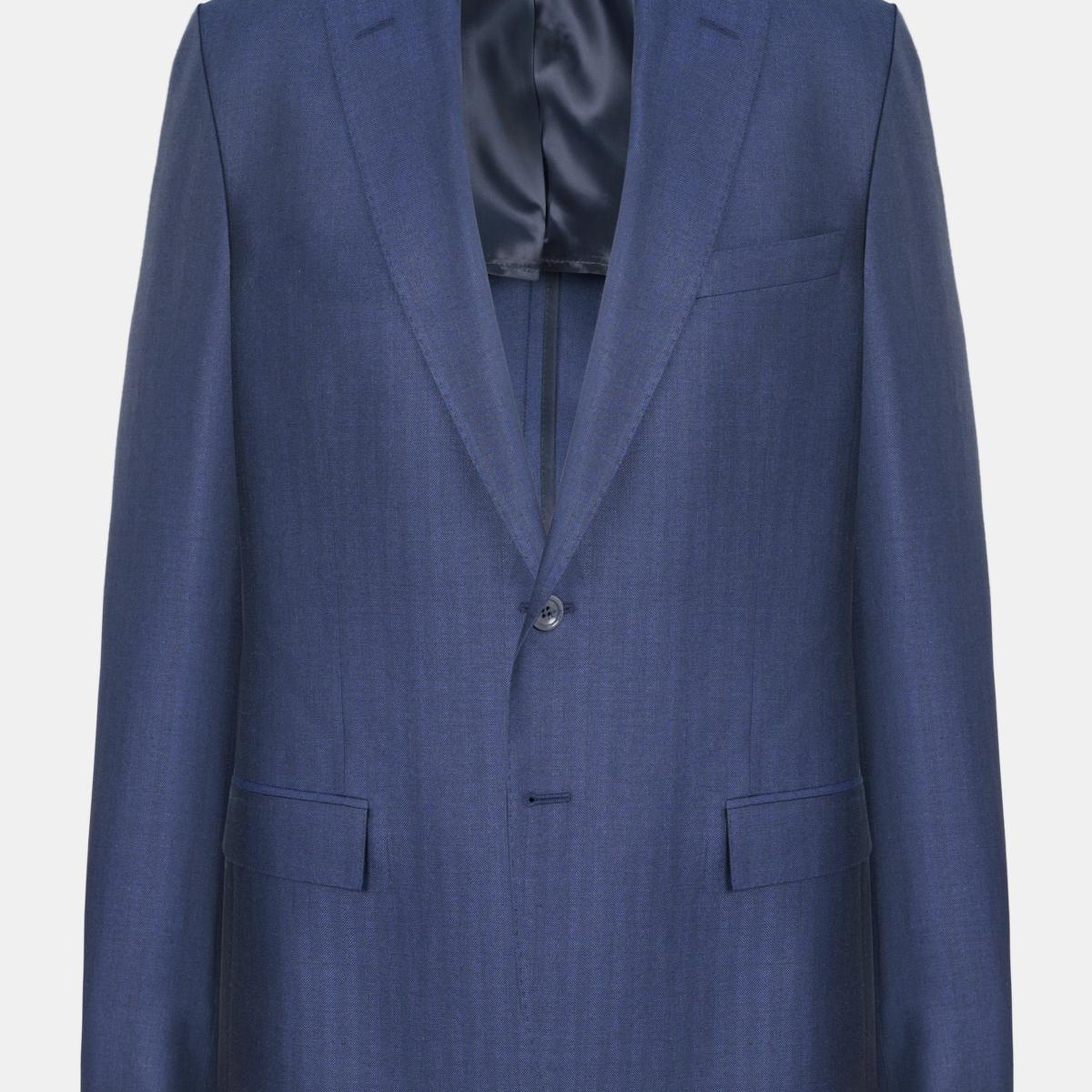 Erkek Lacivert Loro Piana Kumaşıyla Üretilmiş Yün İpek Keten Karışımlı Ceket