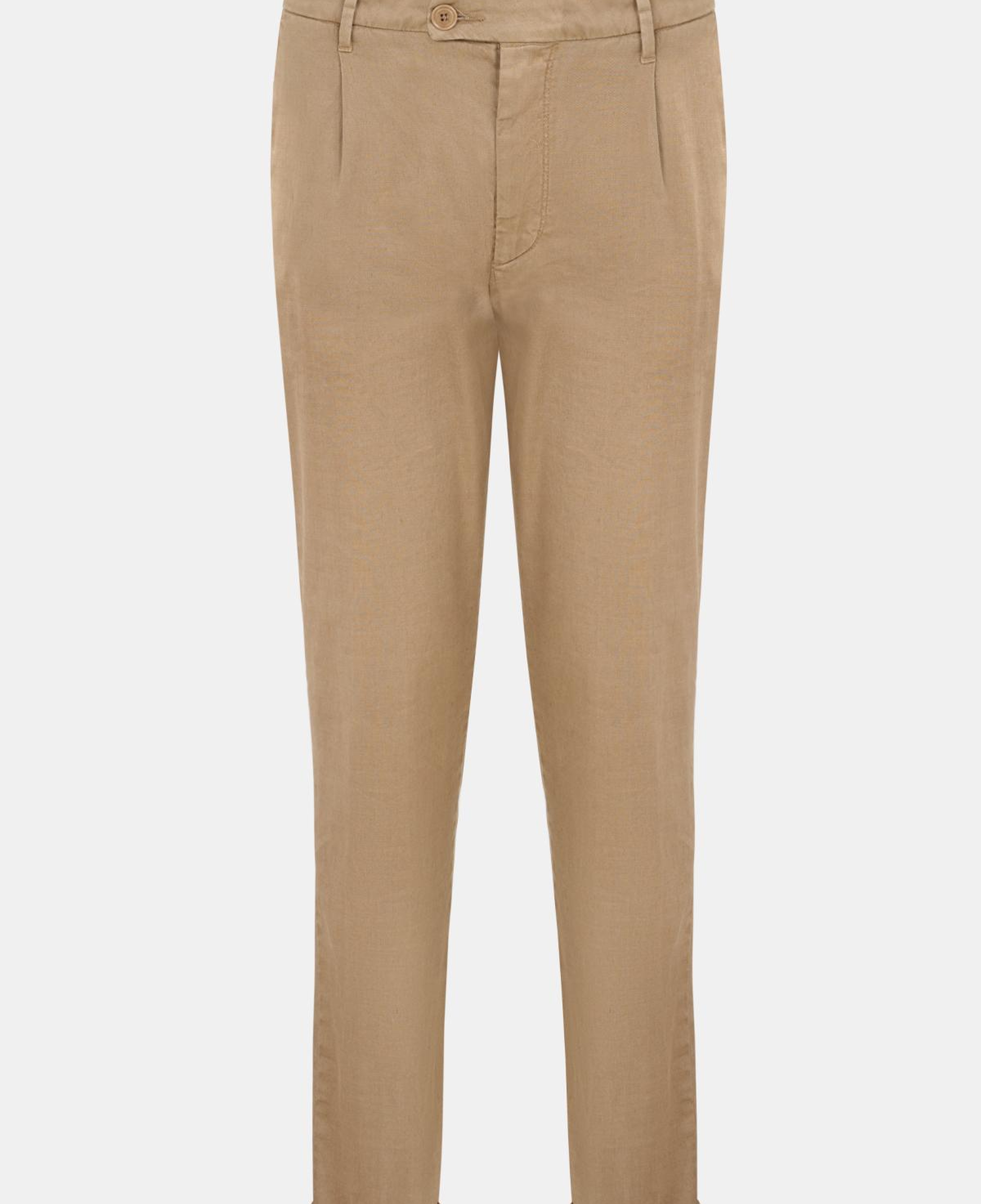 Erkek Bej Keten Chino Pantolon