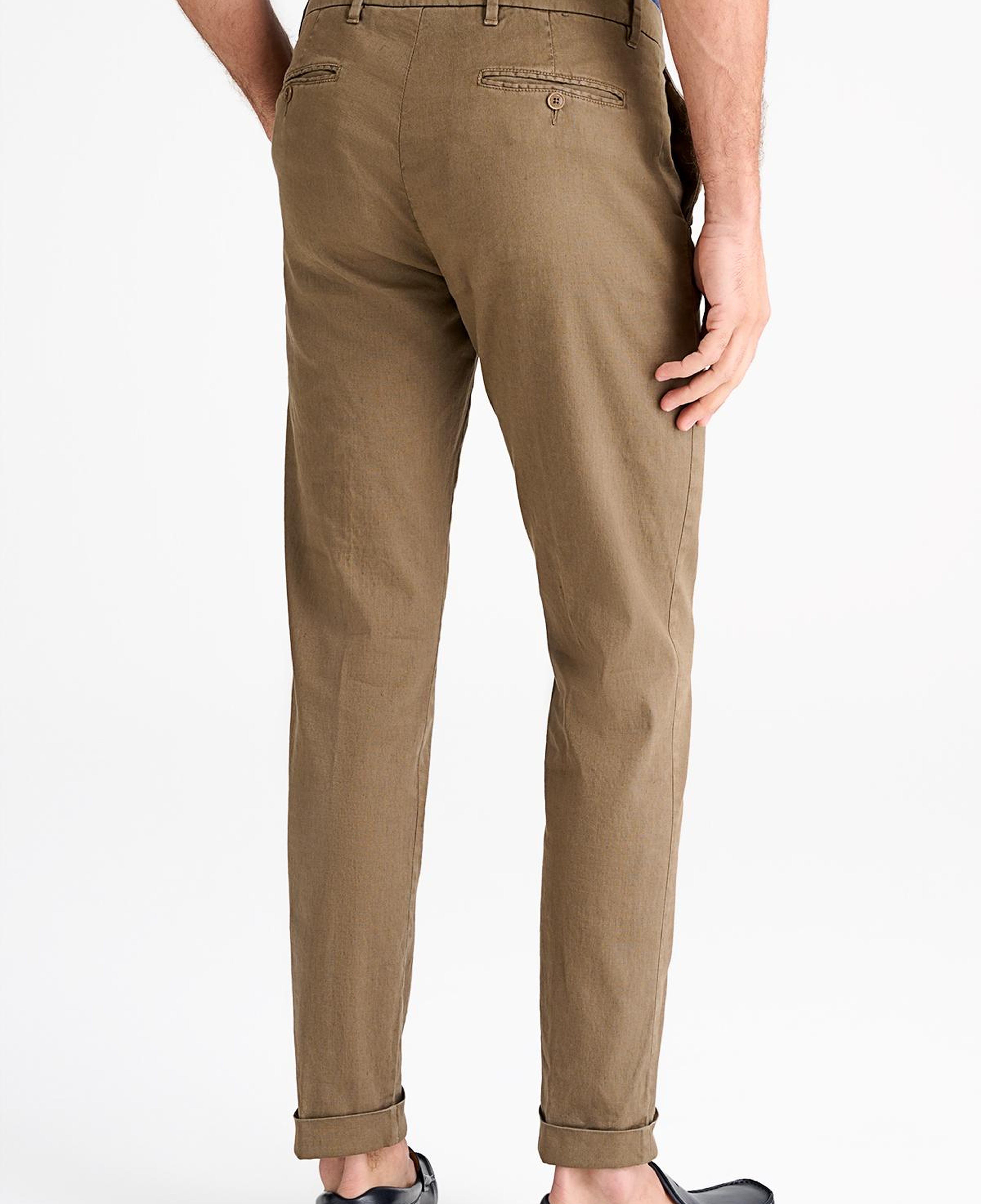 Erkek Bej Keten Chino Pantolon