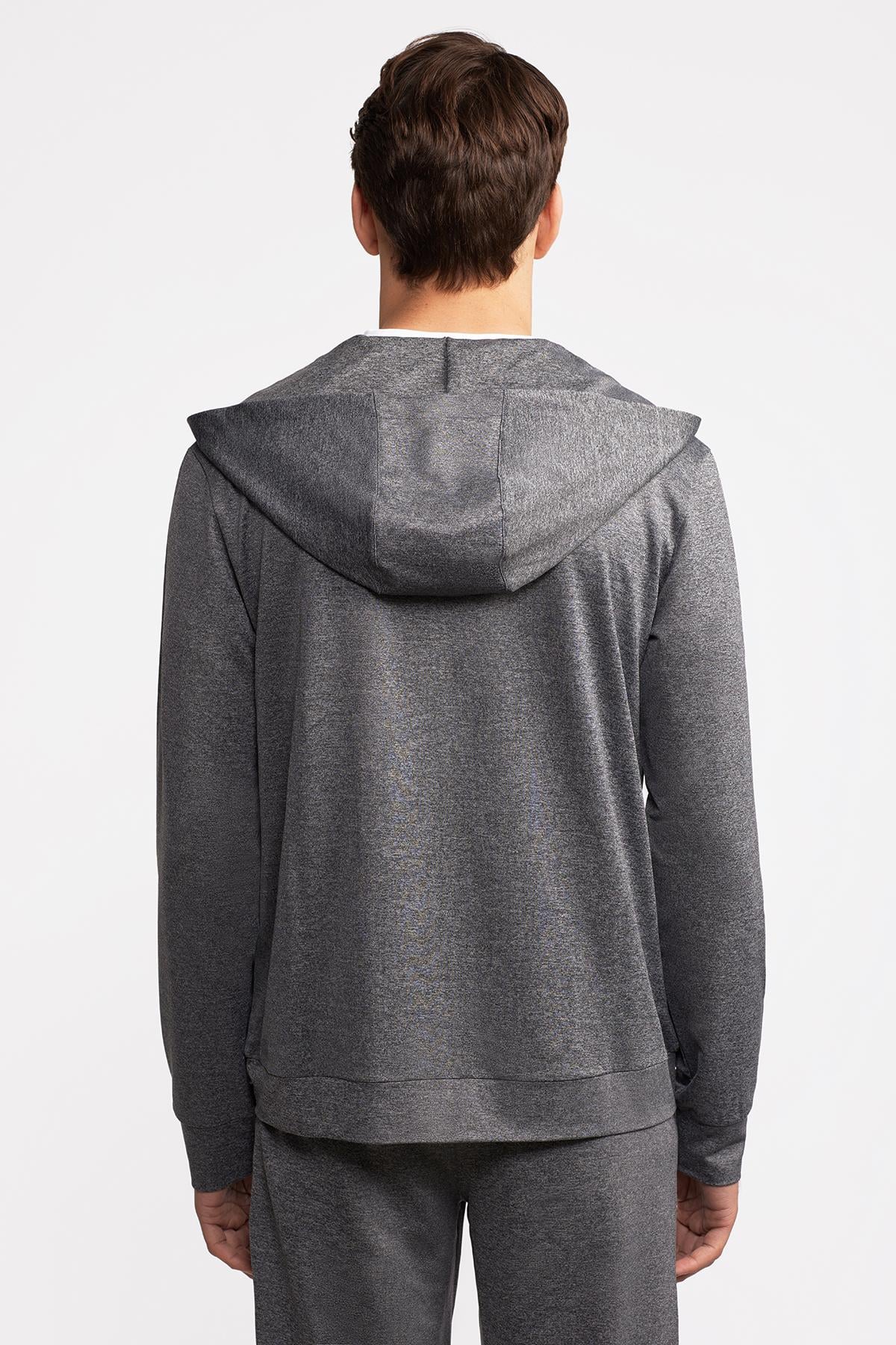 Erkek Antrasit Activewear Kapüşonlu Tam Fermuarlı Sweatshirt