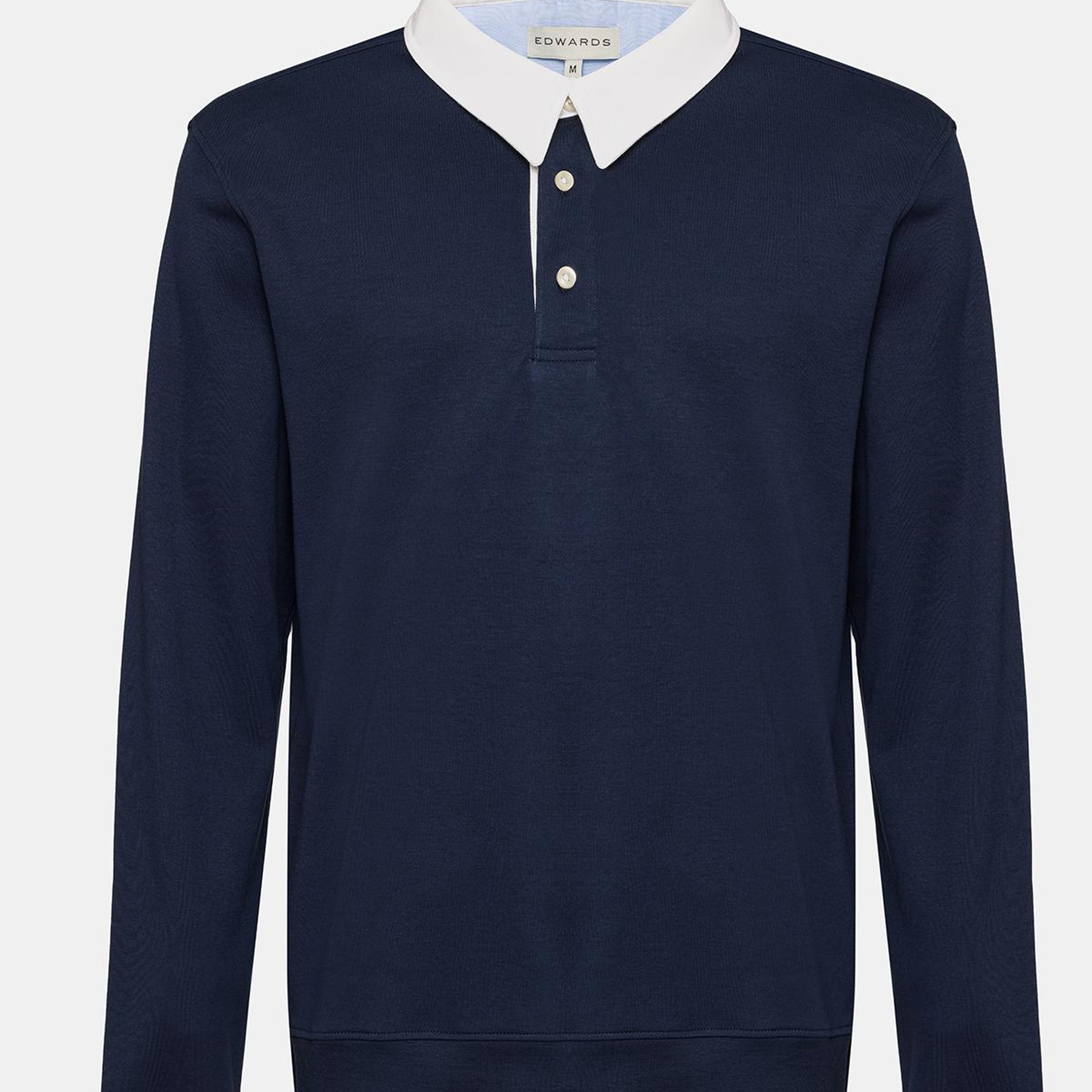 Erkek Lacivert Polo Yaka Organik Pamuklu Rugby Sweatshirt