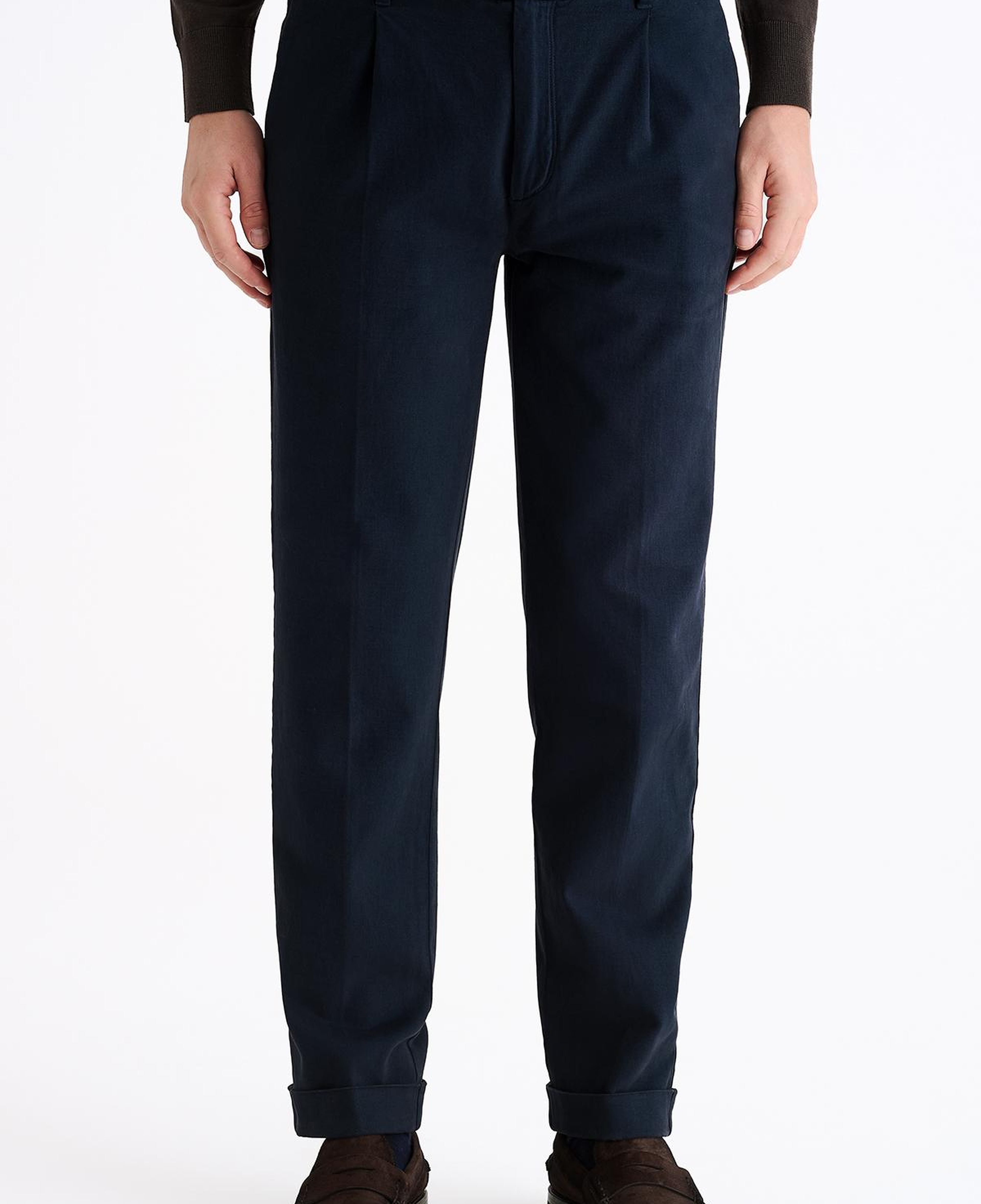 Erkek Mavi Kaşmir Gabardin Chino Pantolon