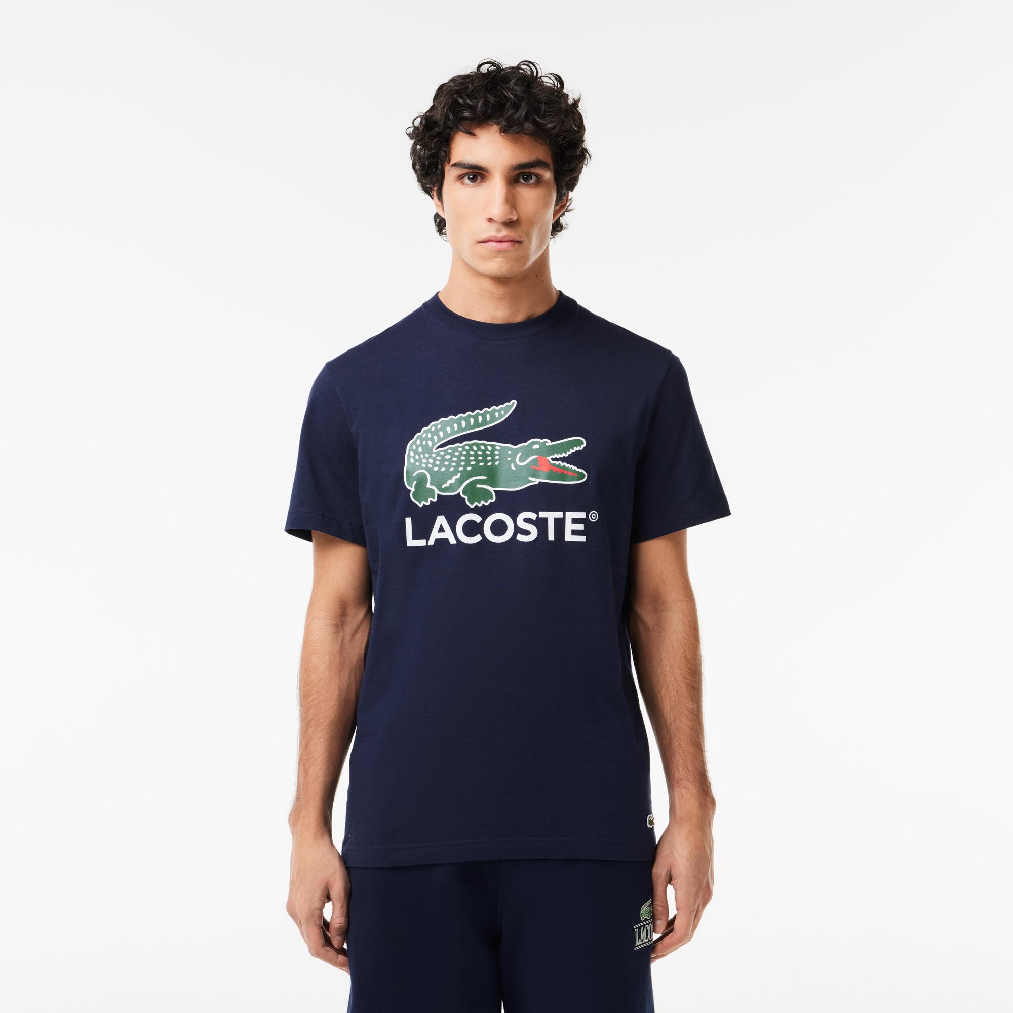 Erkek Regular Fit Bisiklet Yaka Baskılı Lacivert T-Shirt