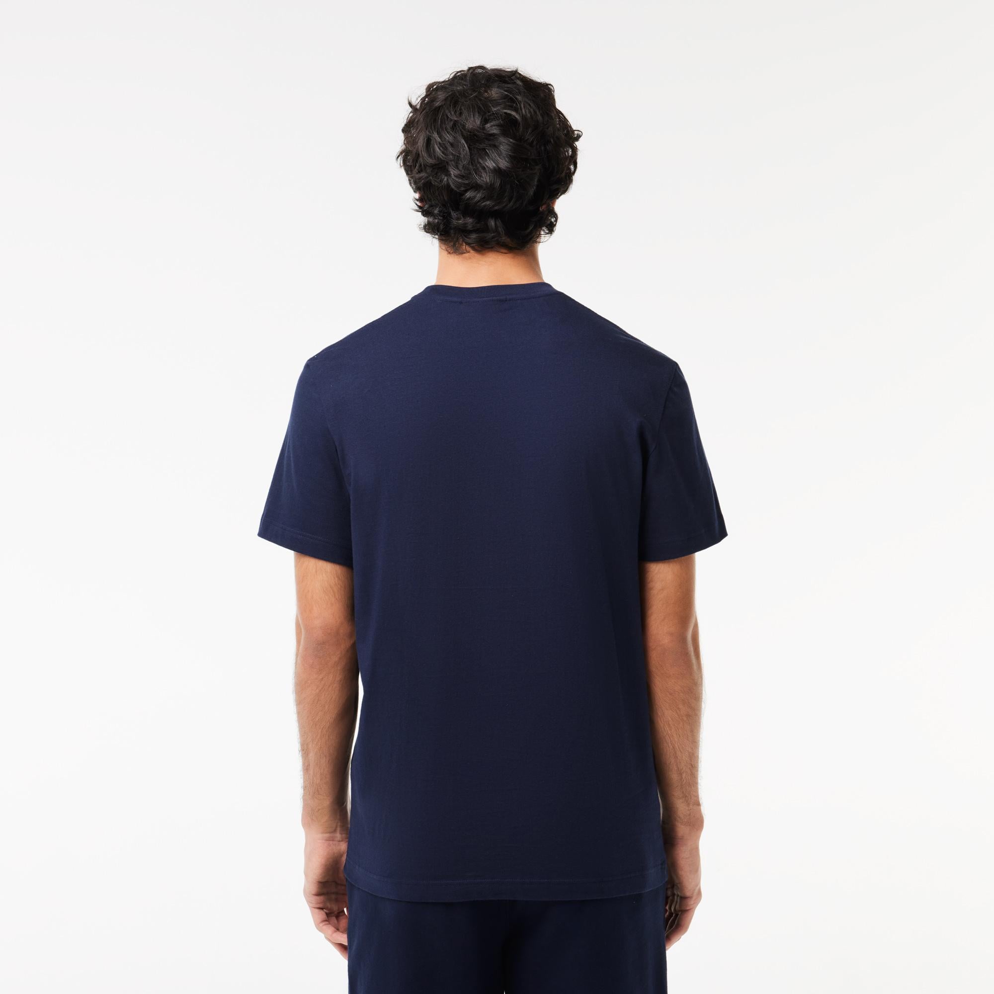 Erkek Regular Fit Bisiklet Yaka Baskılı Lacivert T-Shirt