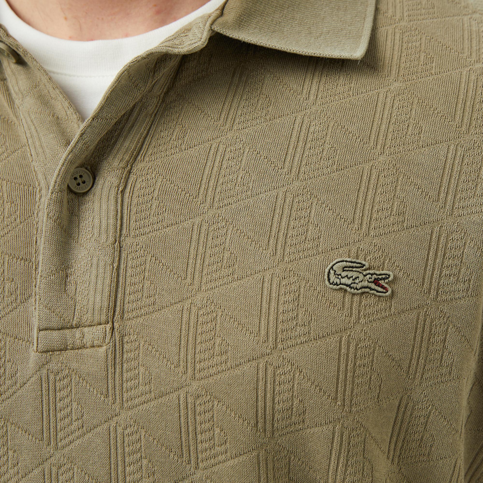 Lacoste Erkek Regular Fit Uzun Kollu Monogram Haki Polo