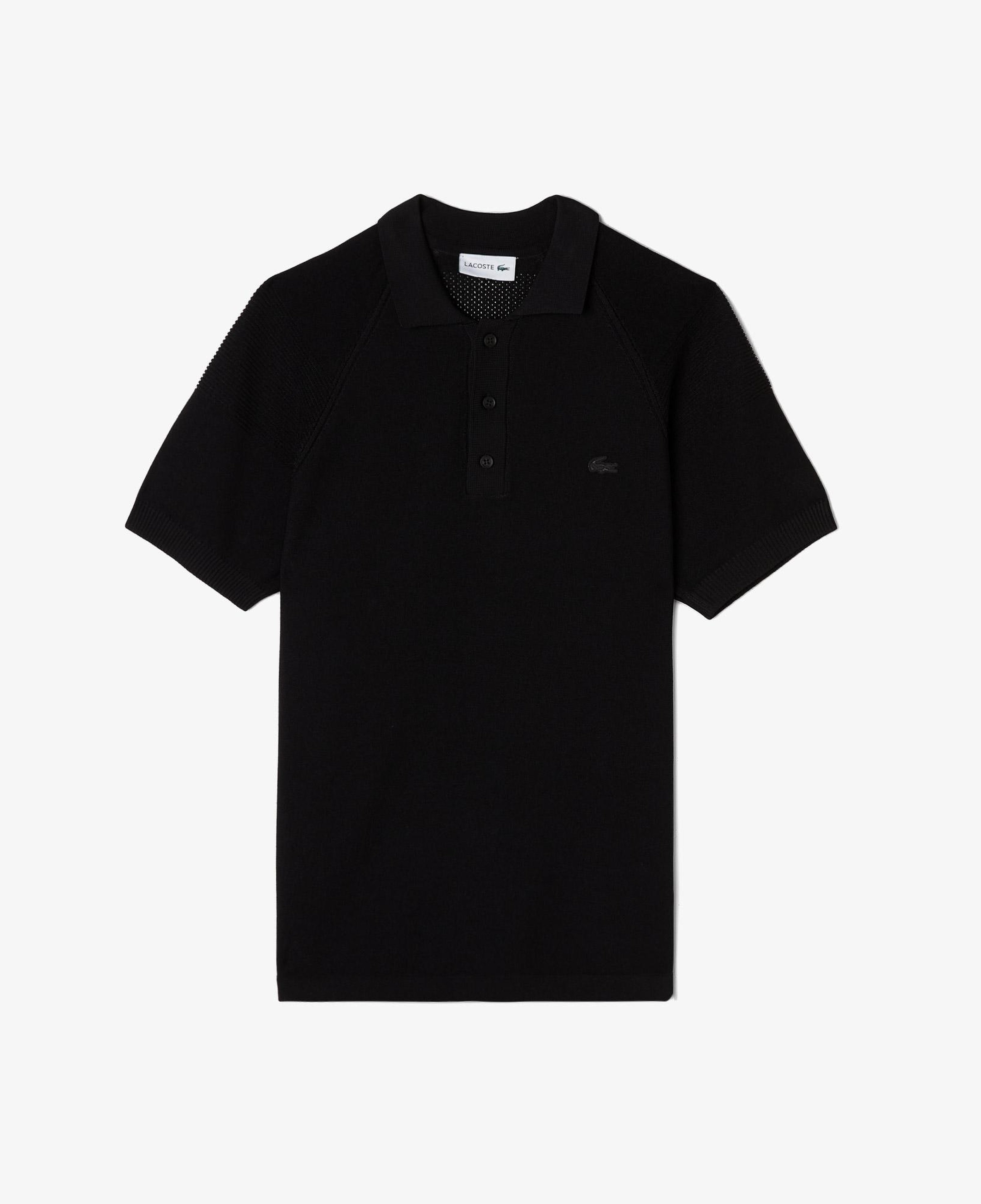 Erkek Regular Fit Kısa Kollu Polo Yaka Siyah Triko