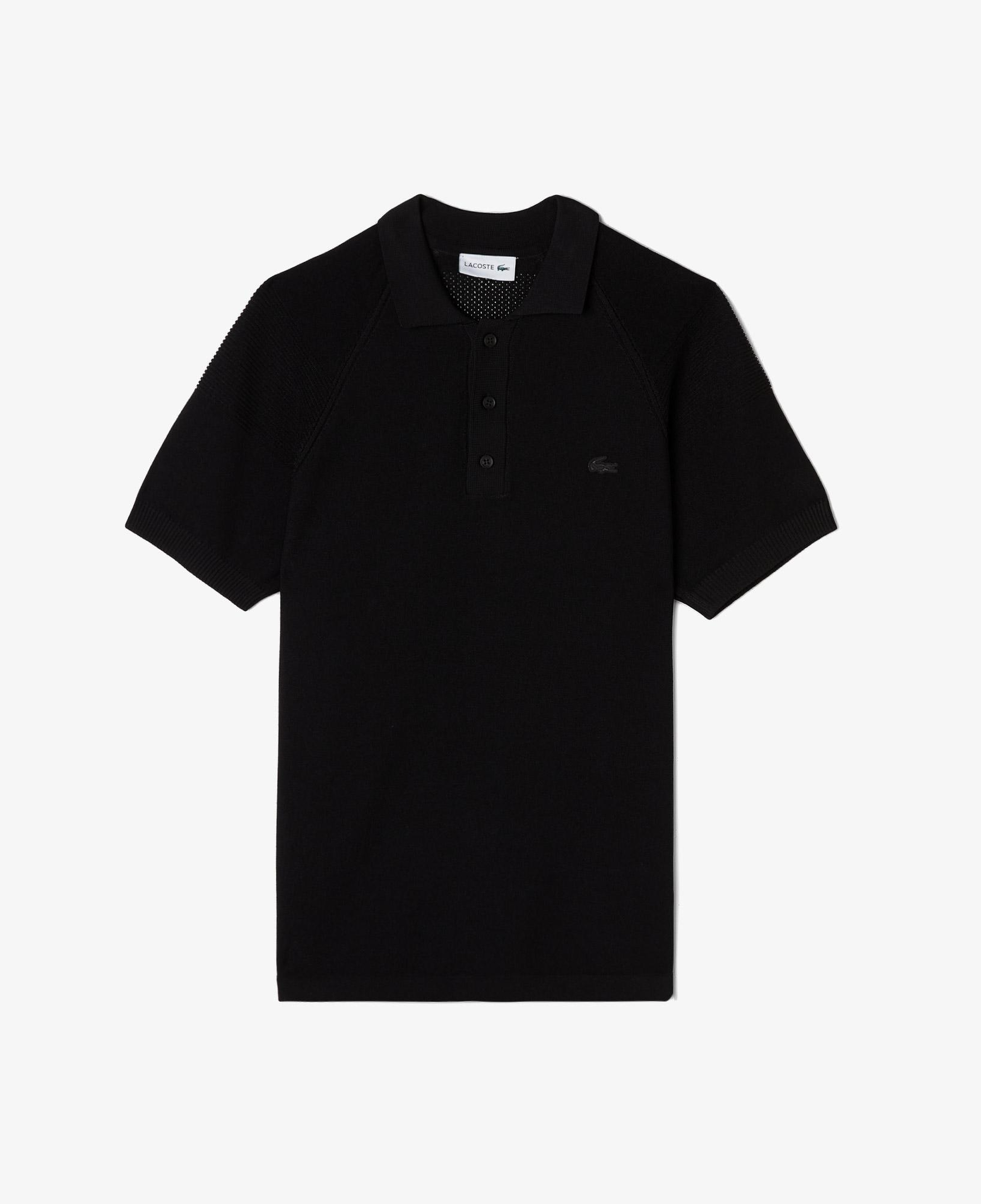 Erkek Regular Fit Kısa Kollu Polo Yaka Siyah Triko
