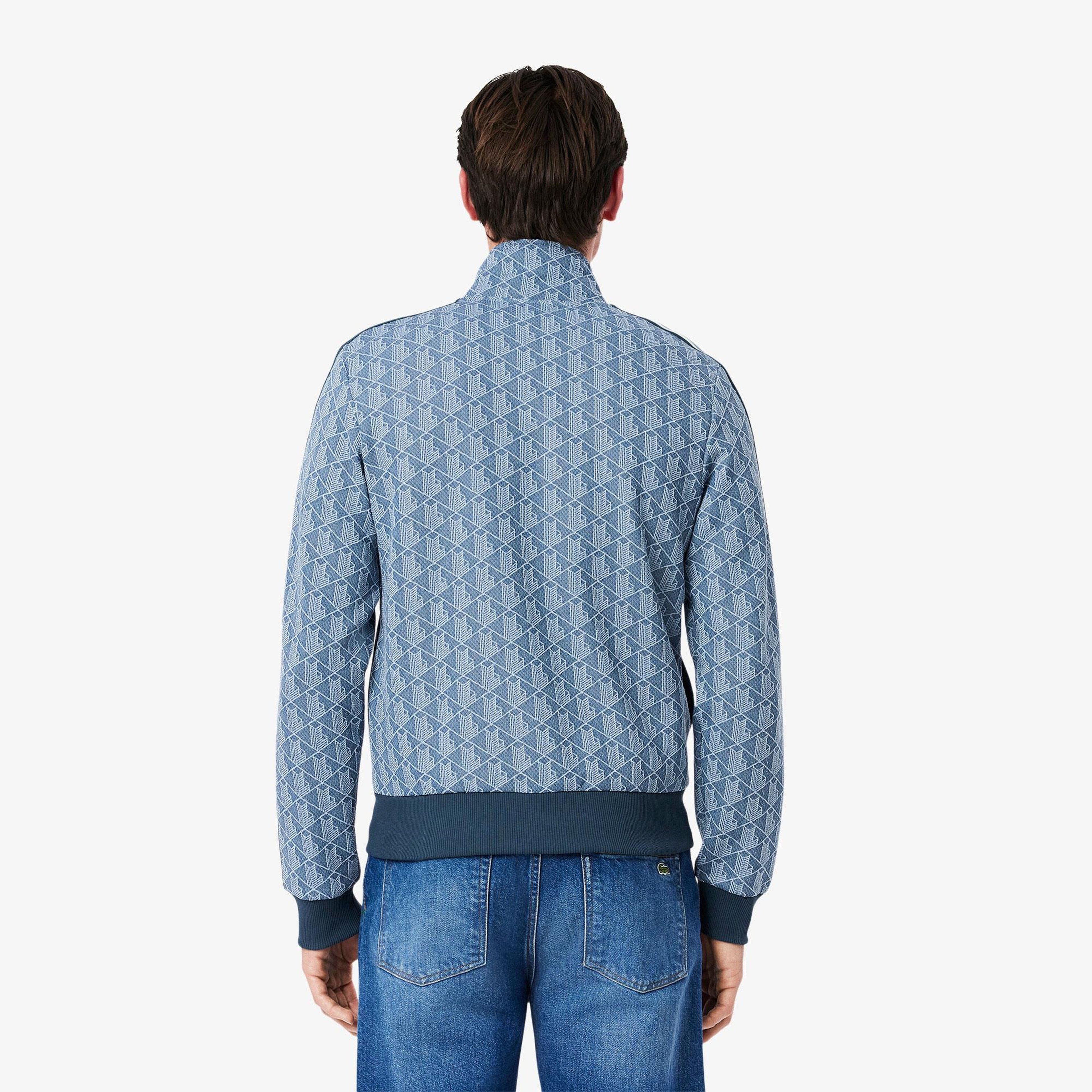 Lacoste Erkek Regular Fit Fermuarlı Monogram Mavi Sweatshirt
