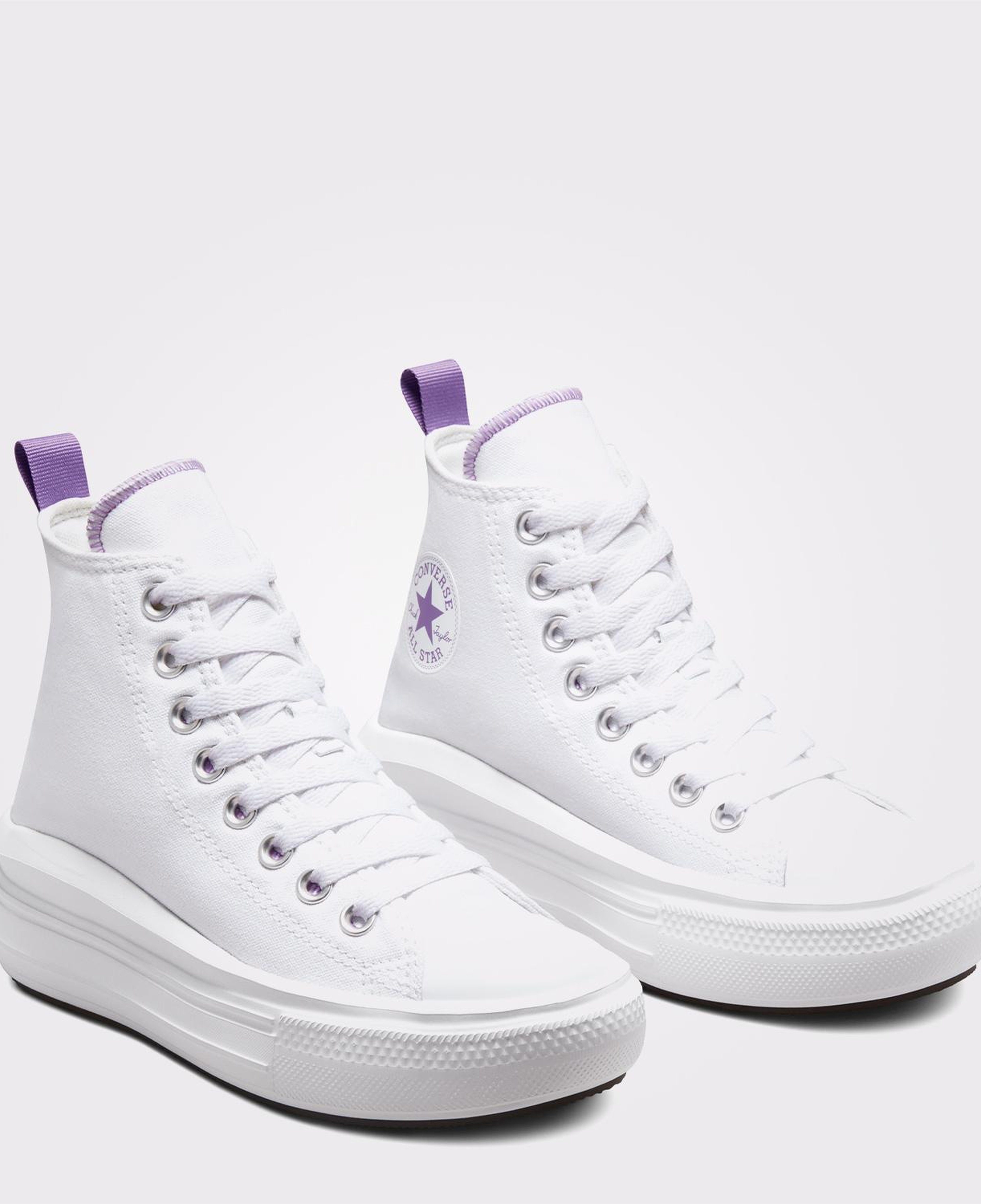 Converse Chuck Taylor All Star Move Platform Çocuk Mor Detaylı Beyaz Sneaker
