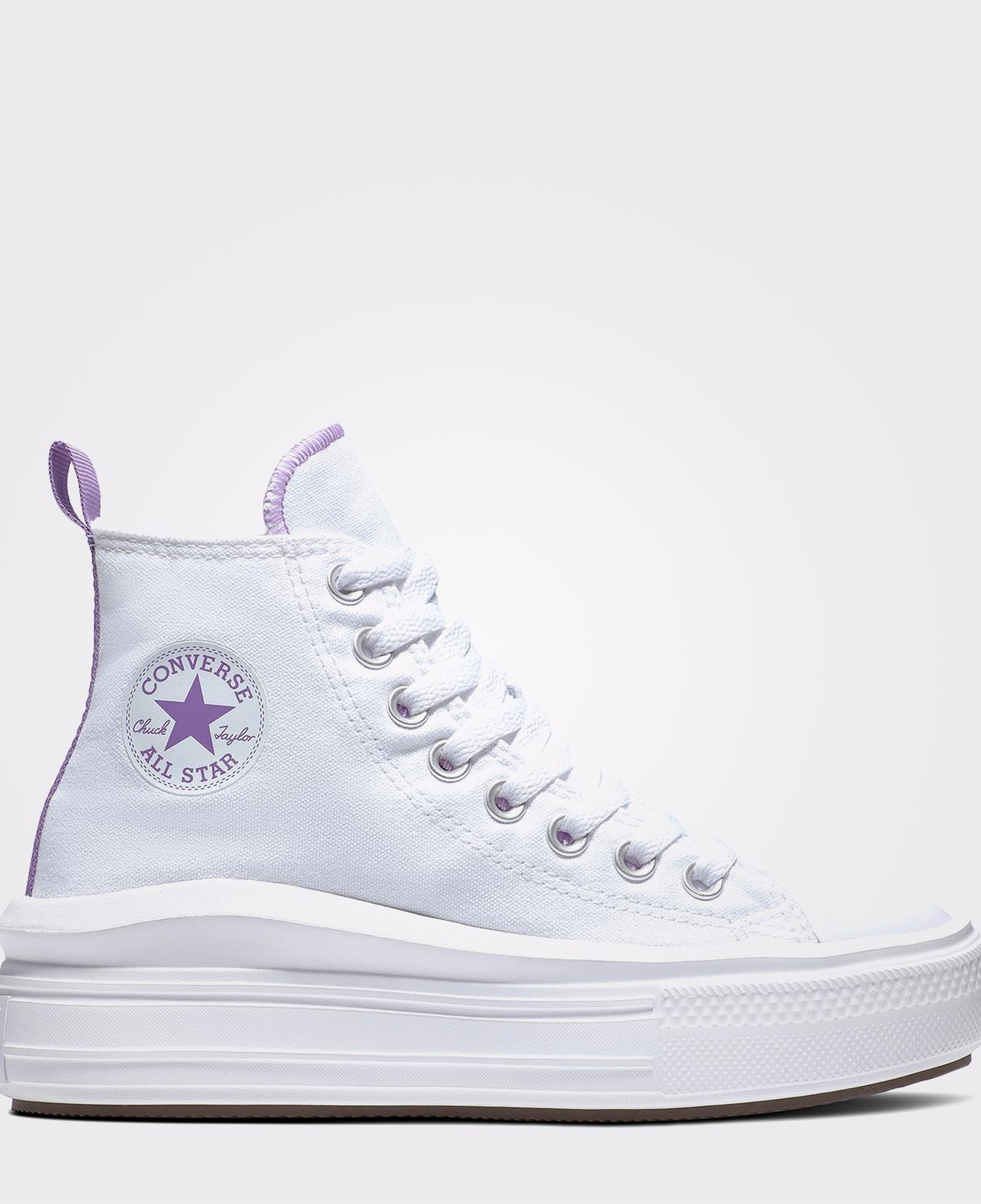 Converse Chuck Taylor All Star Move Platform Çocuk Mor Detaylı Beyaz Sneaker