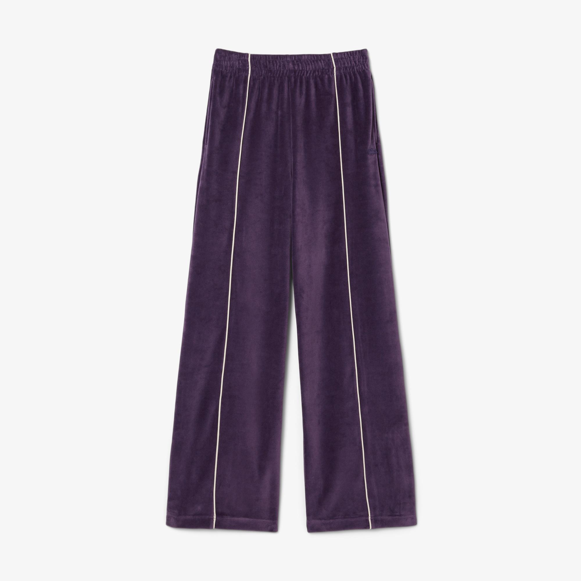 Lacoste Kadın Wide Leg Kadife Mor Eşofman Altı