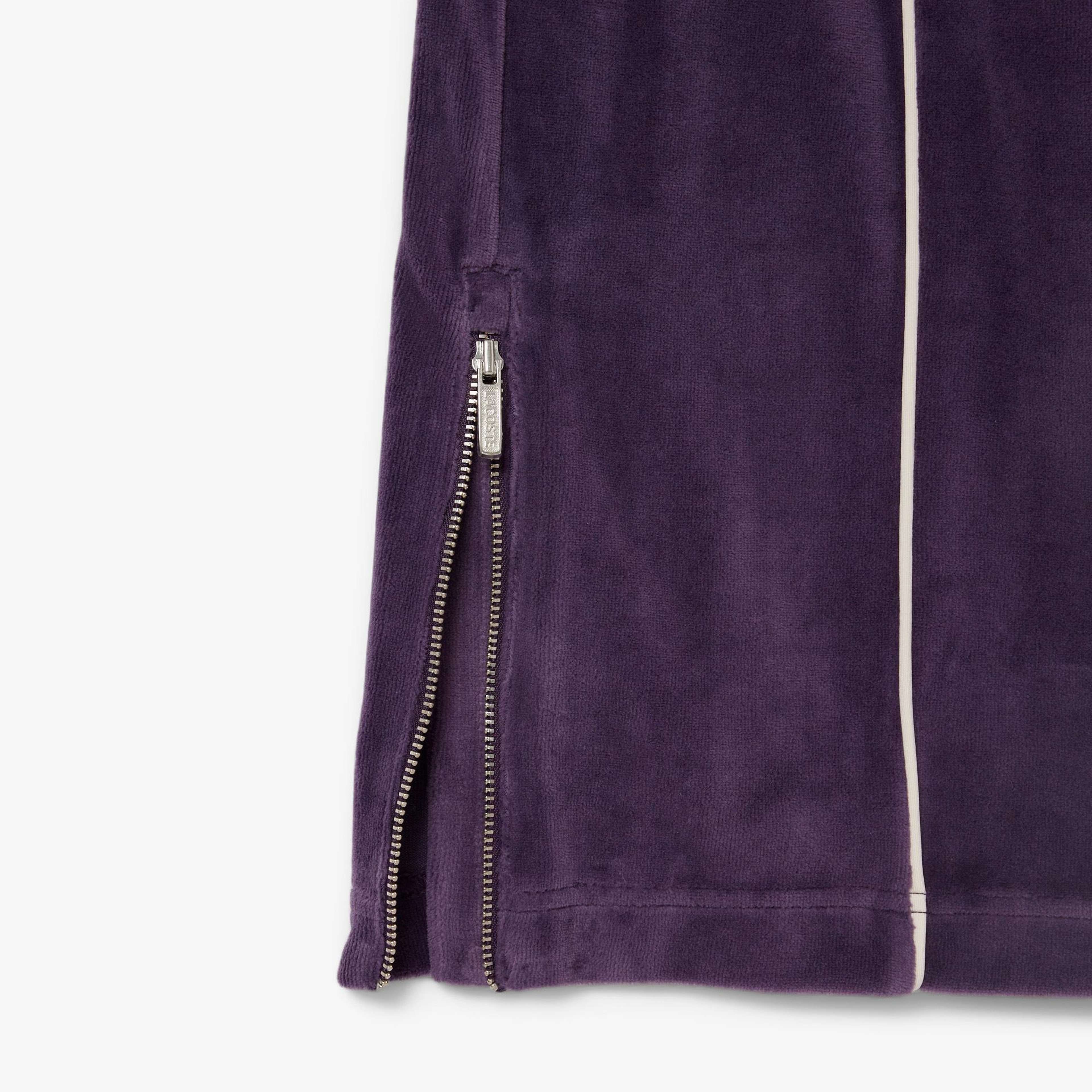 Lacoste Kadın Wide Leg Kadife Mor Eşofman Altı