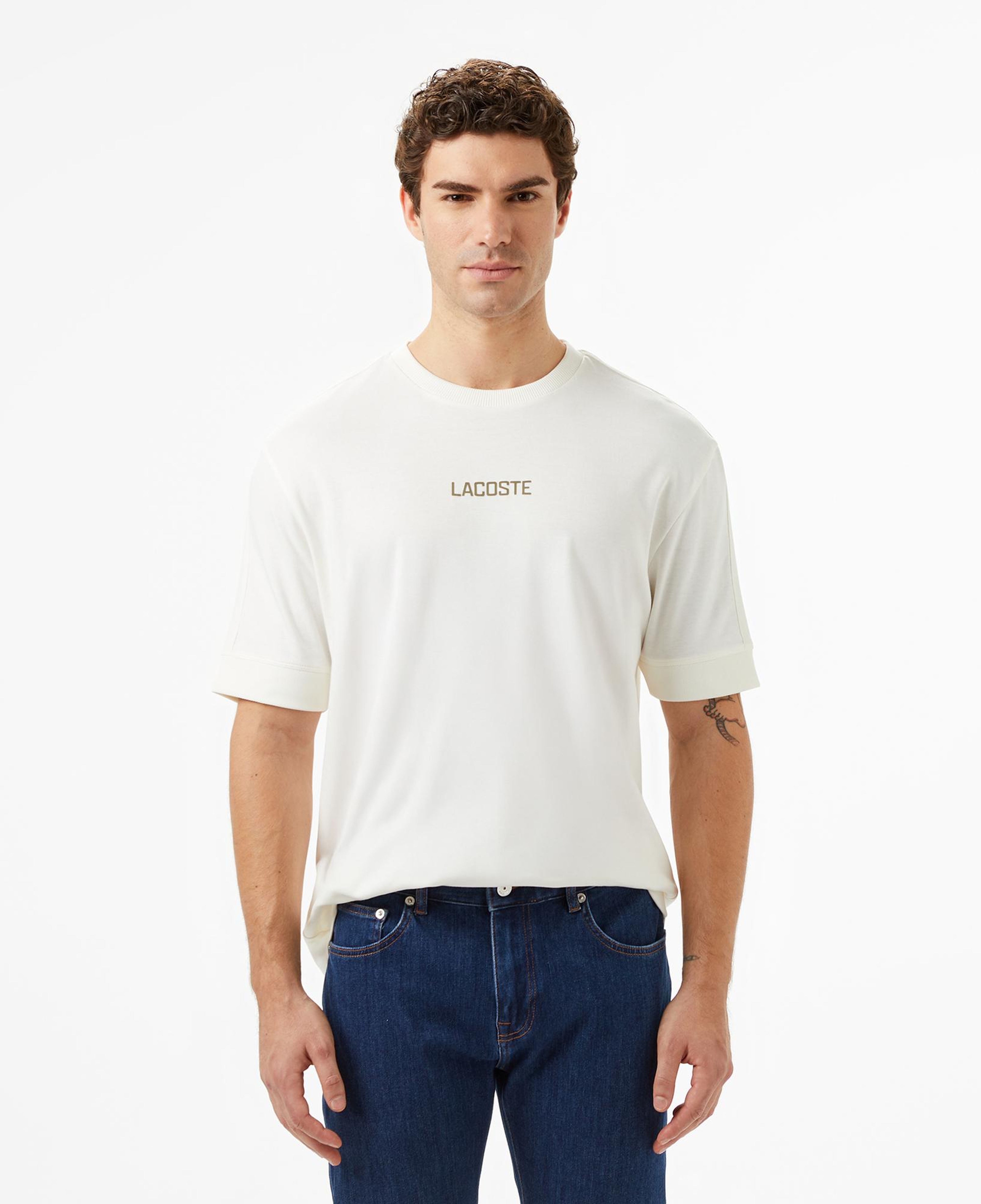 Lacoste Erkek Loose Fit Bisiklet Yaka Baskılı Beyaz T-Shirt