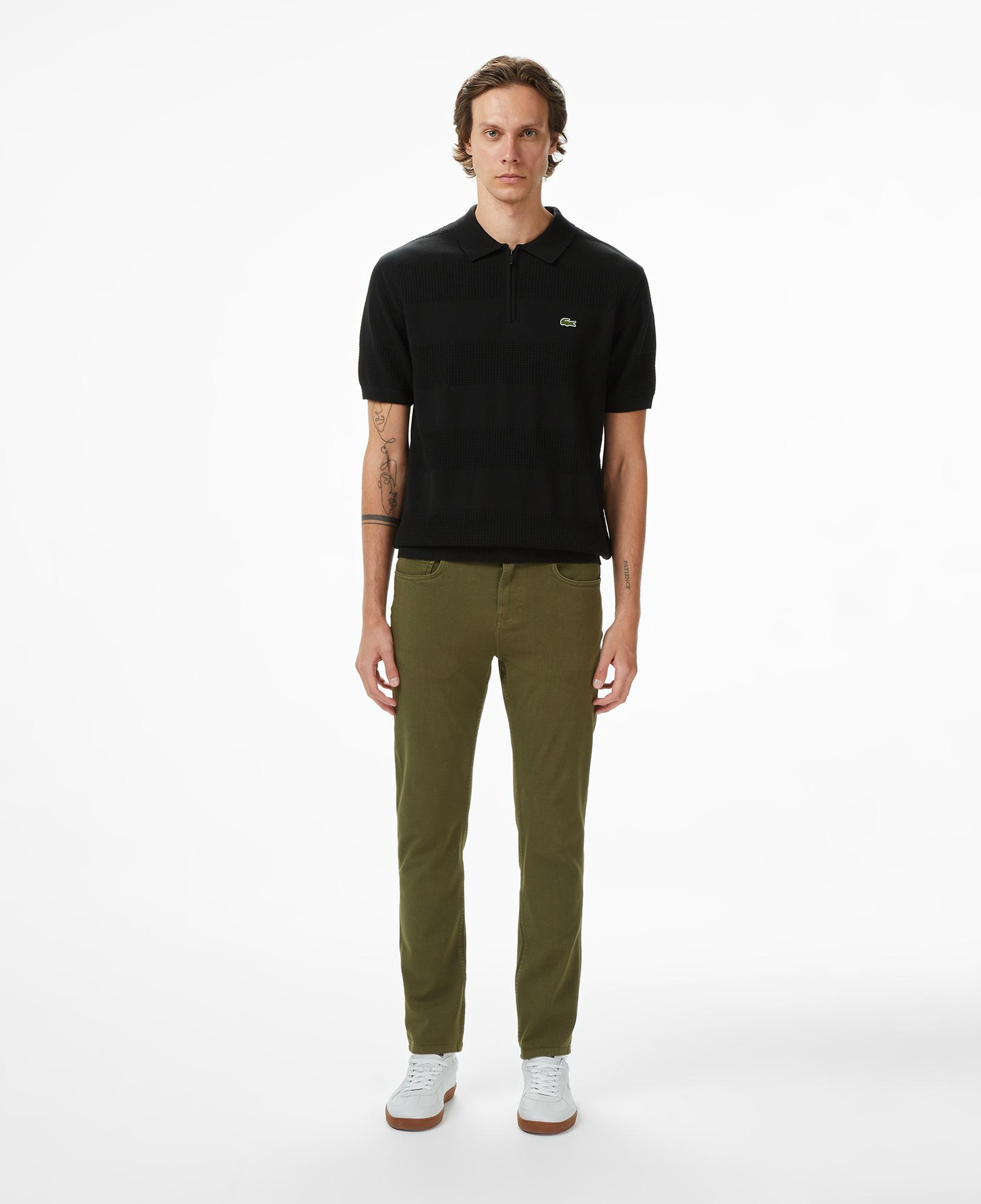Erkek Classic Fit Kısa Kollu Polo Yaka Çizgili Siyah Triko
