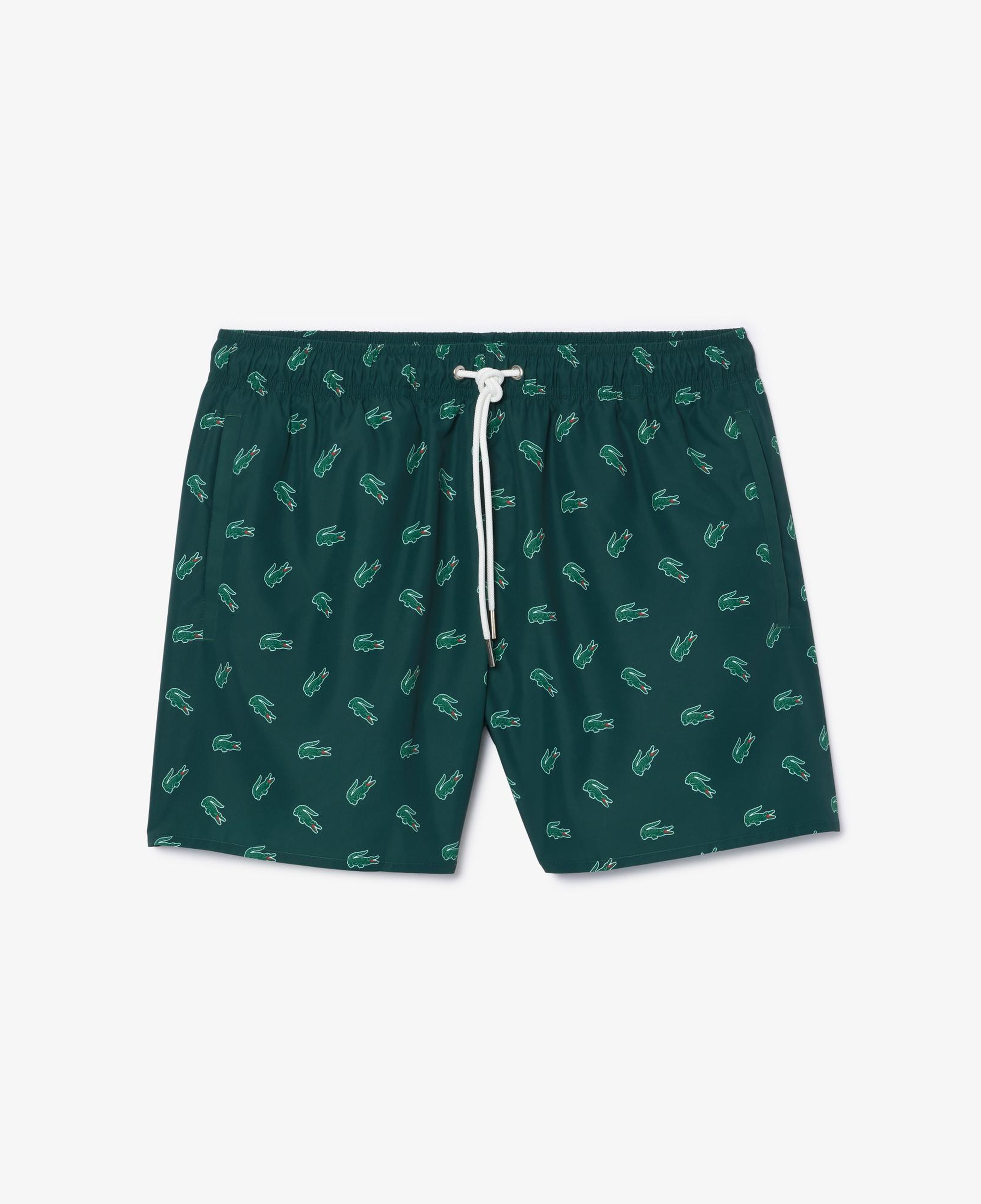 Lacoste Erkek Desenli Yeşil Deniz Şortu