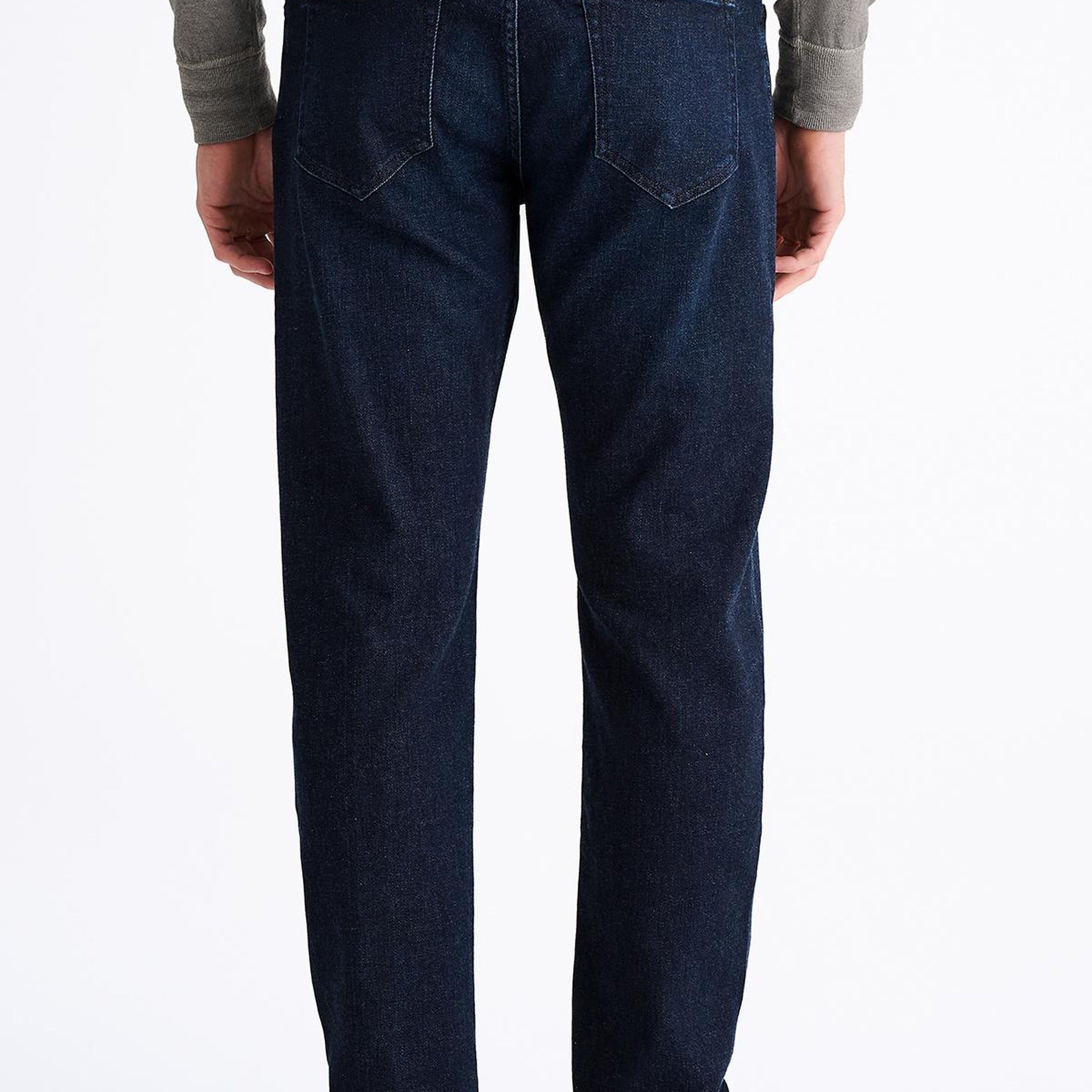 Erkek Mavi Kaşmir Karışımlı Jean Pantolon