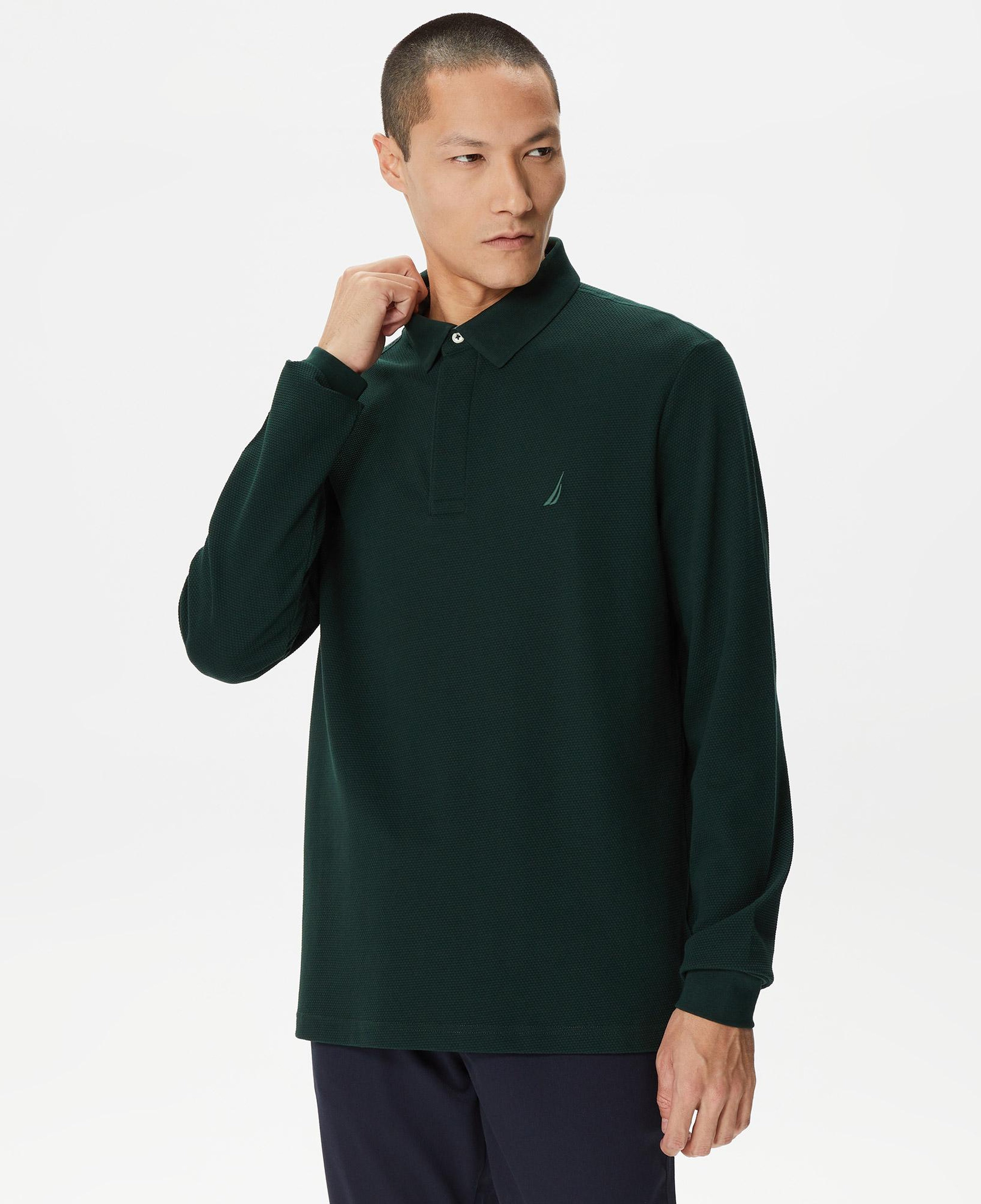 Nautica Erkek Yeşil Slim Fit Uzun Kollu Polo Yaka T-Shirt